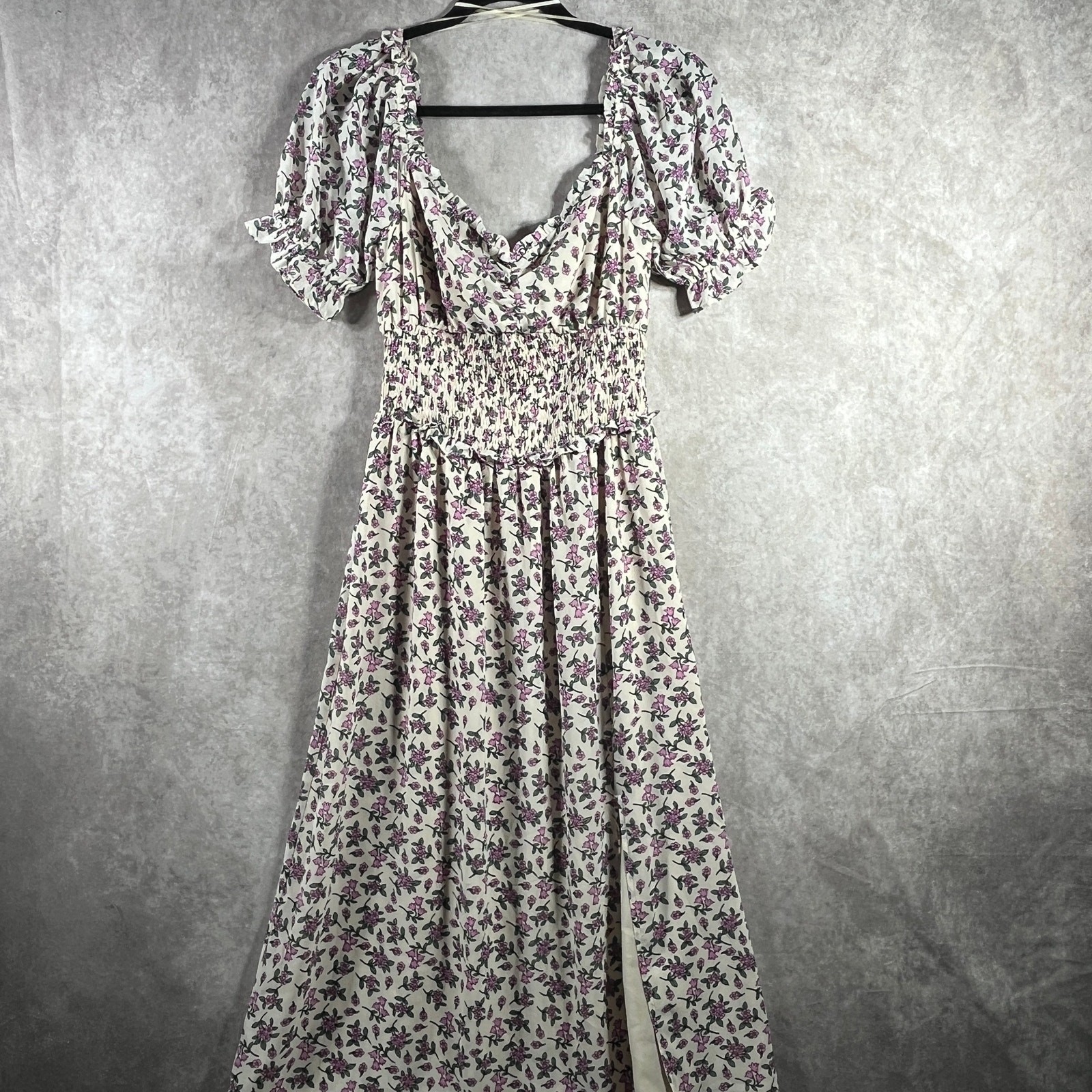 Lost + Wander Maxi Dress Womens Small Cream Purple Floral Cottagecore Milkmaid