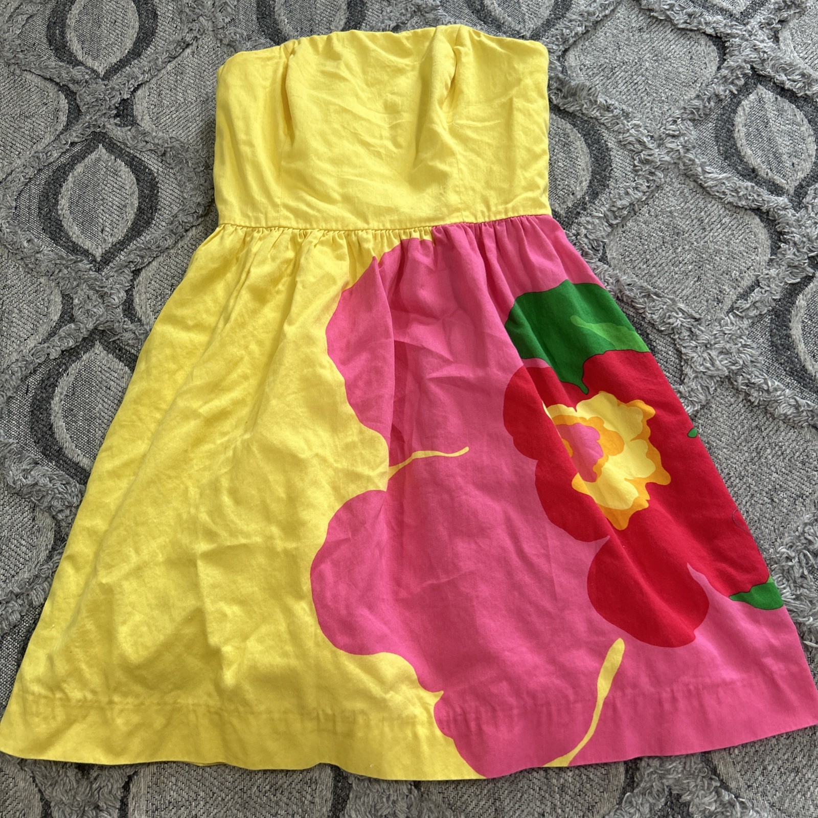 Lilly Pulitzer Lottie Dress Starfruit Yellow Floral Pink Size 00