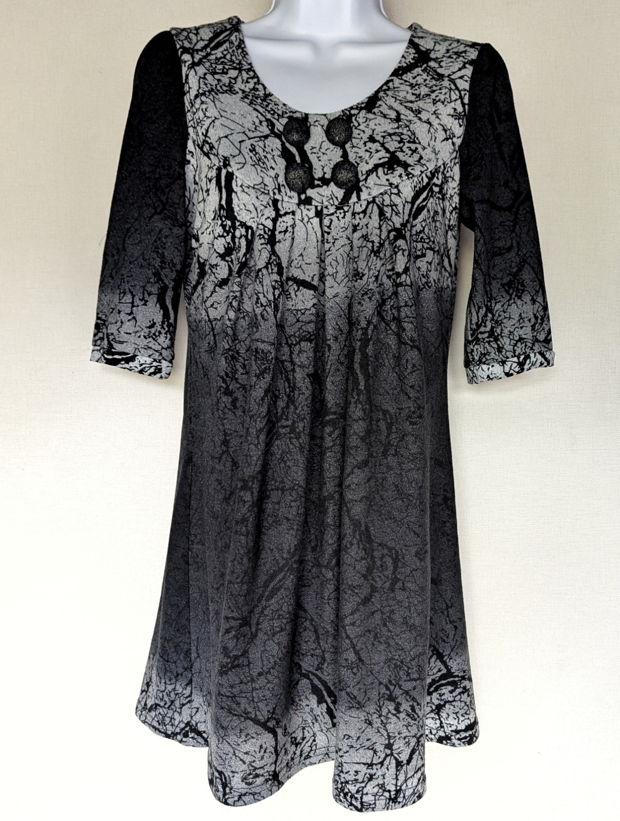 Izabel London Black & Grey A- Line Skater Dress UK 10 Summer Goth