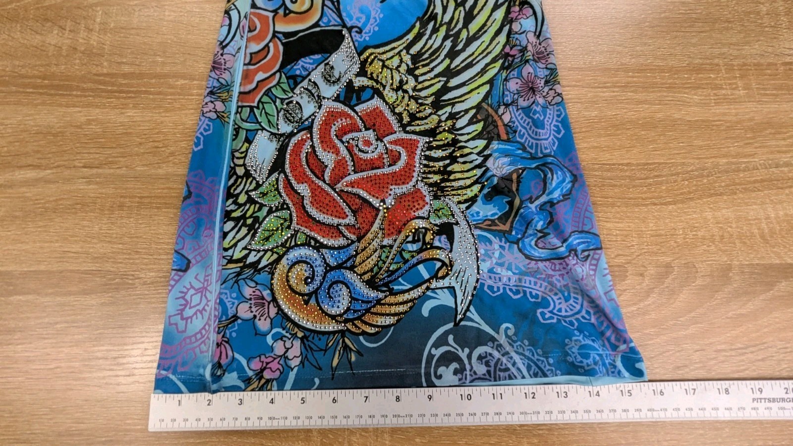 VTG Ed Hardy Christian Audigier Rhinestone Dress Medium Y2K Rose Tattoo Graphic