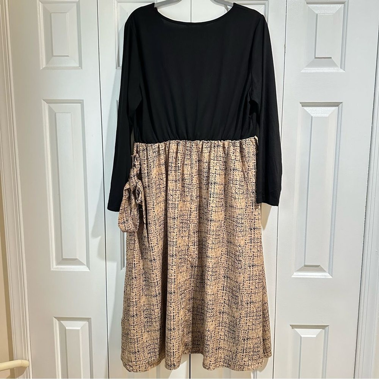 BloomChic Patchwork Pocket Belted Long Sleeve Wrap Bodice Dress Size 14-16 1X