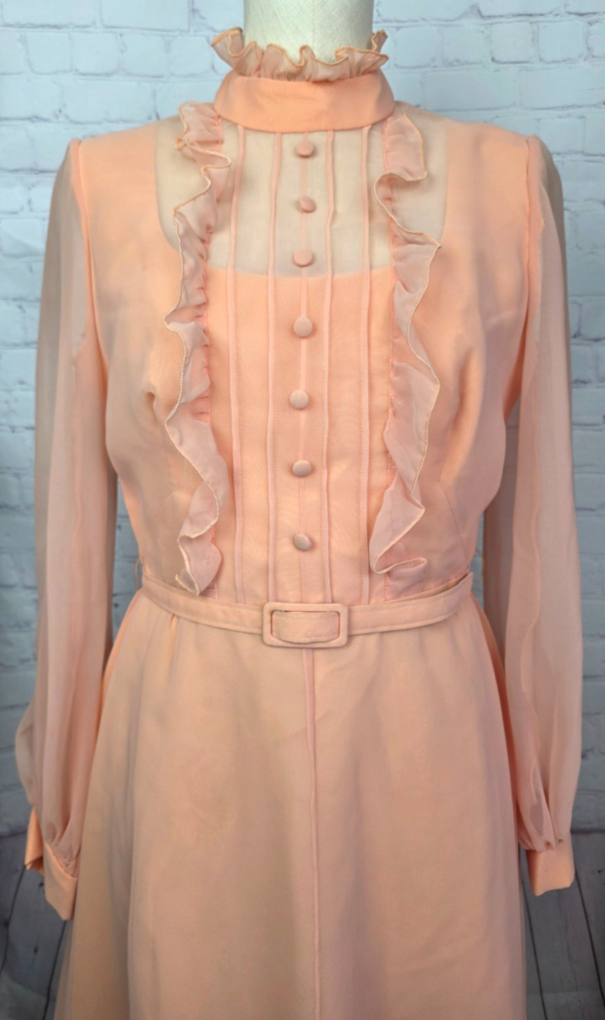 Vintage 60’s 70’s Kati by Laura Phillips Dress Chiffon Belt Wedding MOB Size 14