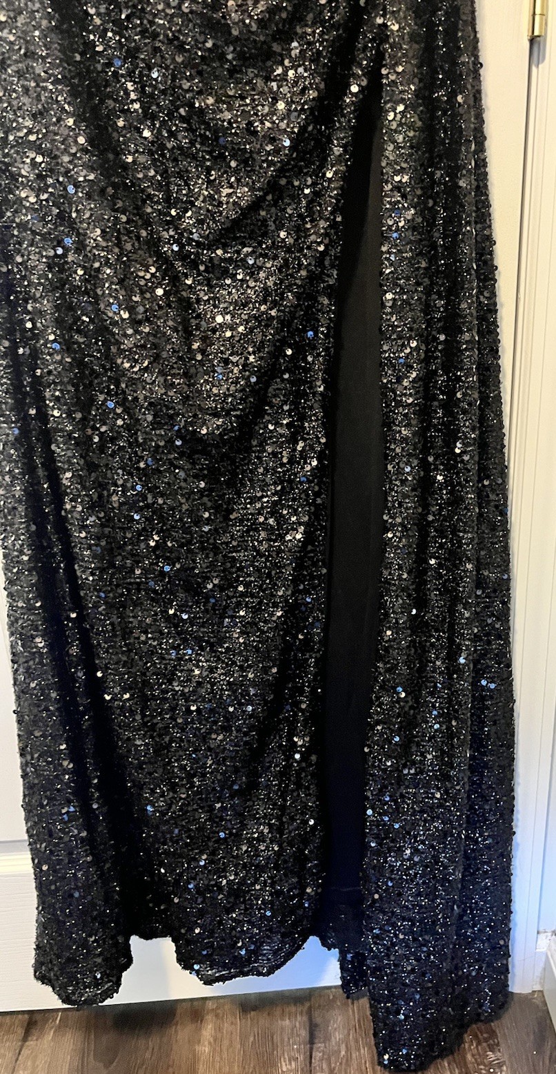 Adyce Black Sequin Gown Size M SIDE SPLIT | Side Train