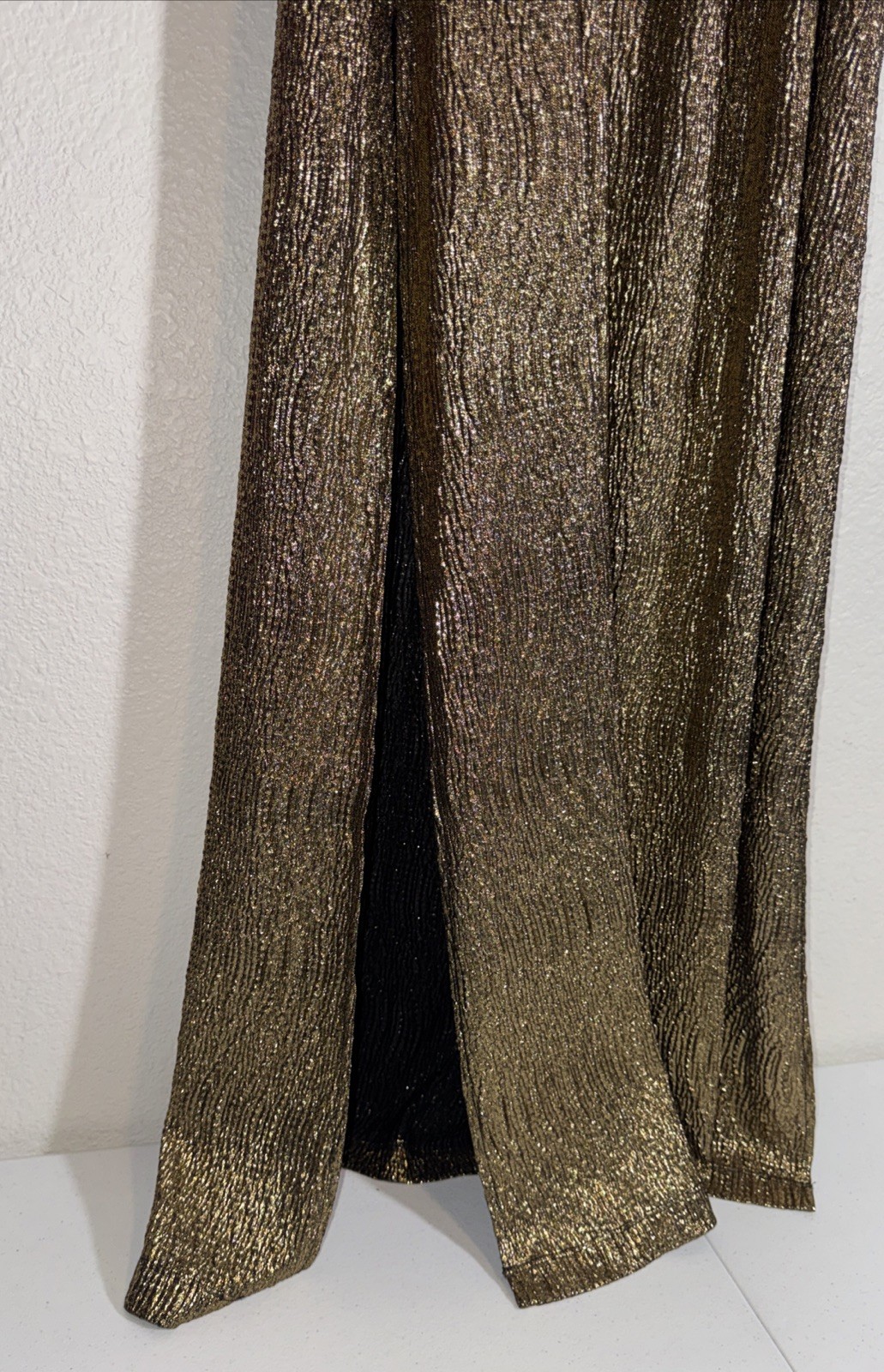 Gianni Bini Gold Metallic Strapless Maxi Cocktail Dress Size Medium Party Club