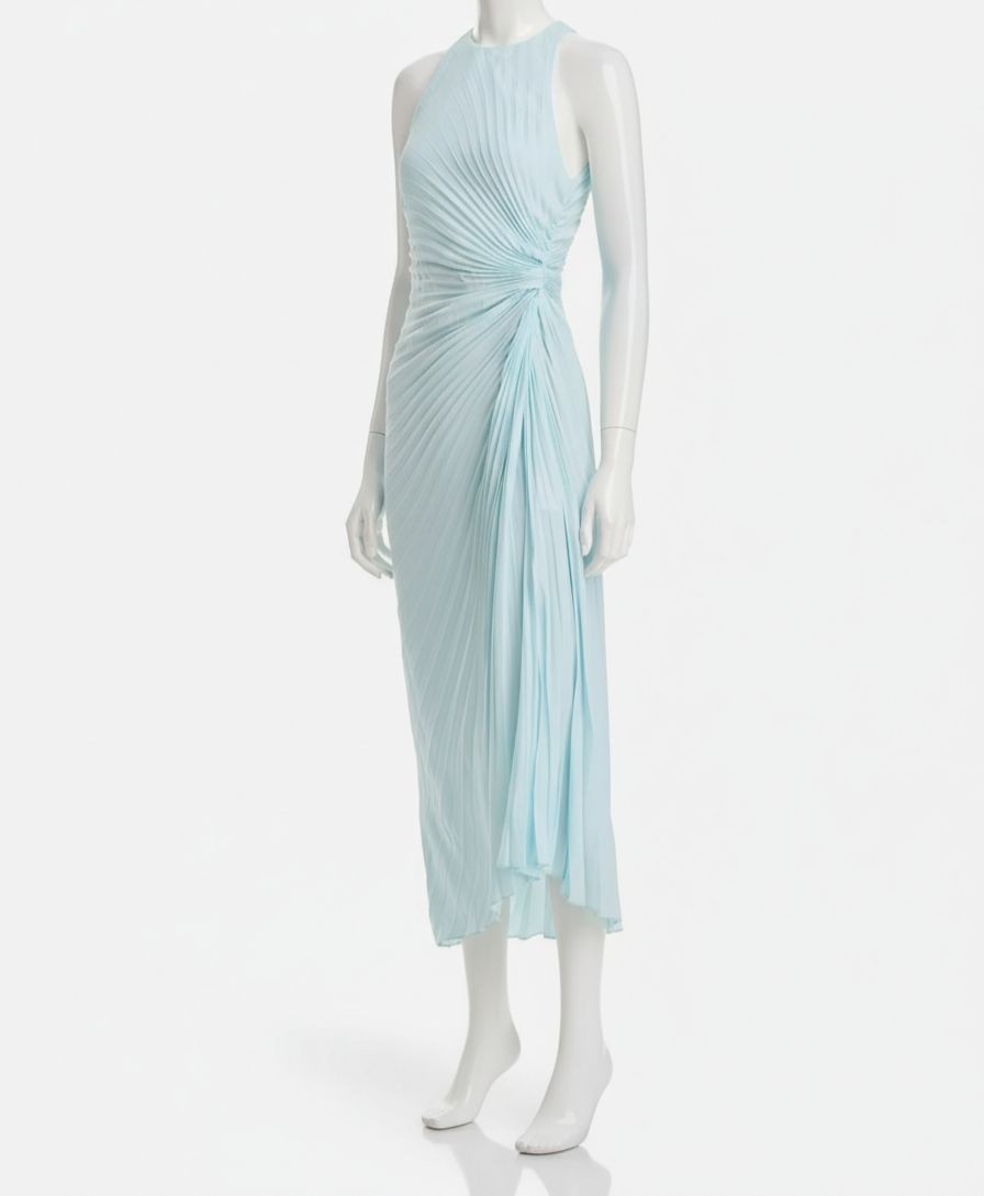 A.L.C. Women’s Blue Reagan Pleated Sleeveless Midi Dress Size 2