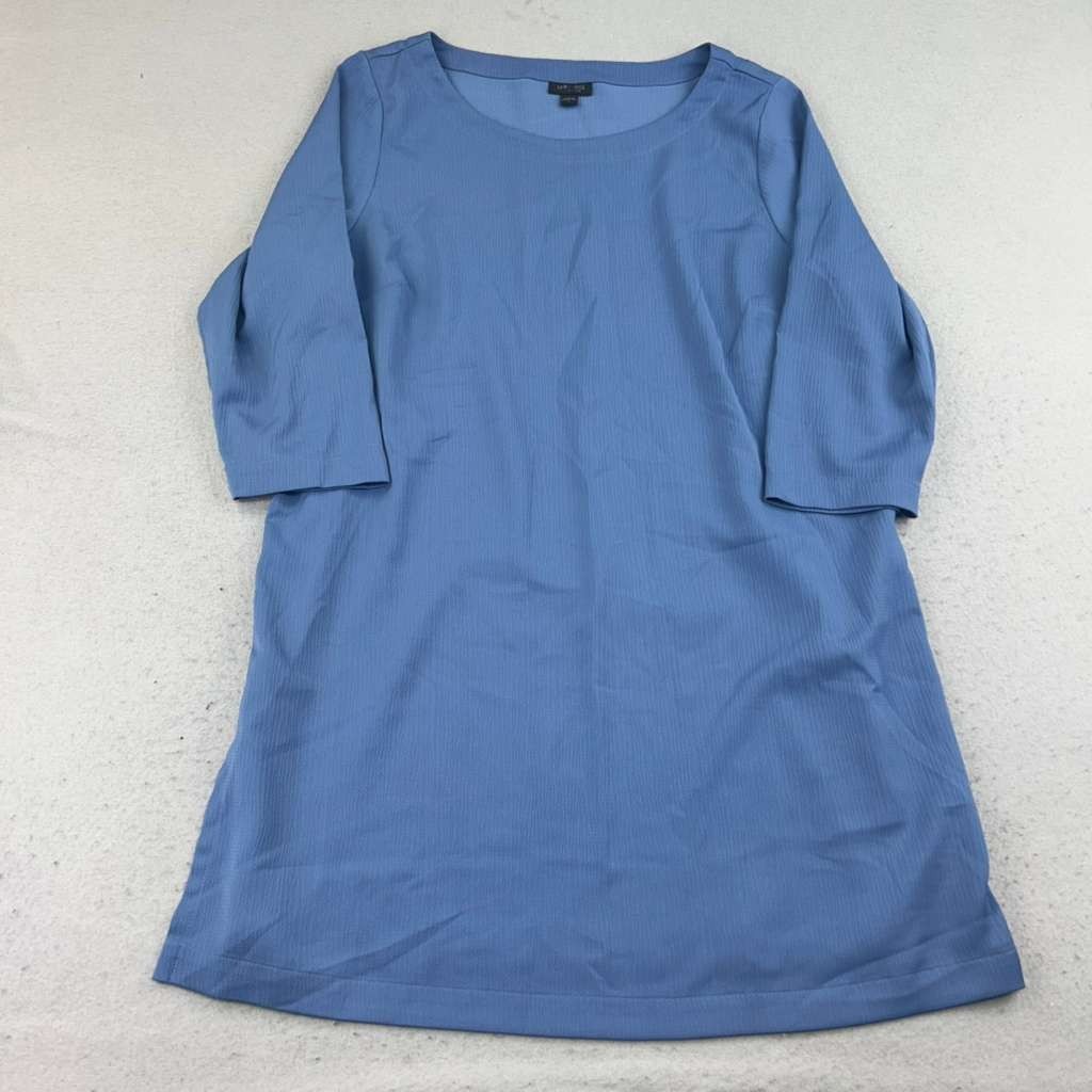 J Jill Dress Womens Large Blue 3/4 Sleeves Easy Care 35″ L Side Slits Kurta Top