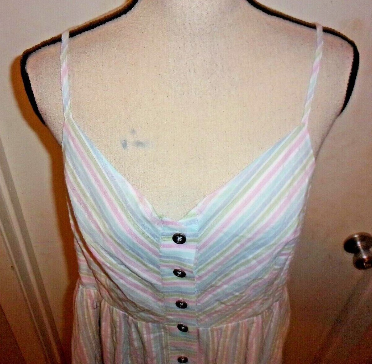 ModCloth Pastel Striped Button Down Spaghetti Strap Dress Sizes S, M or L (C64)
