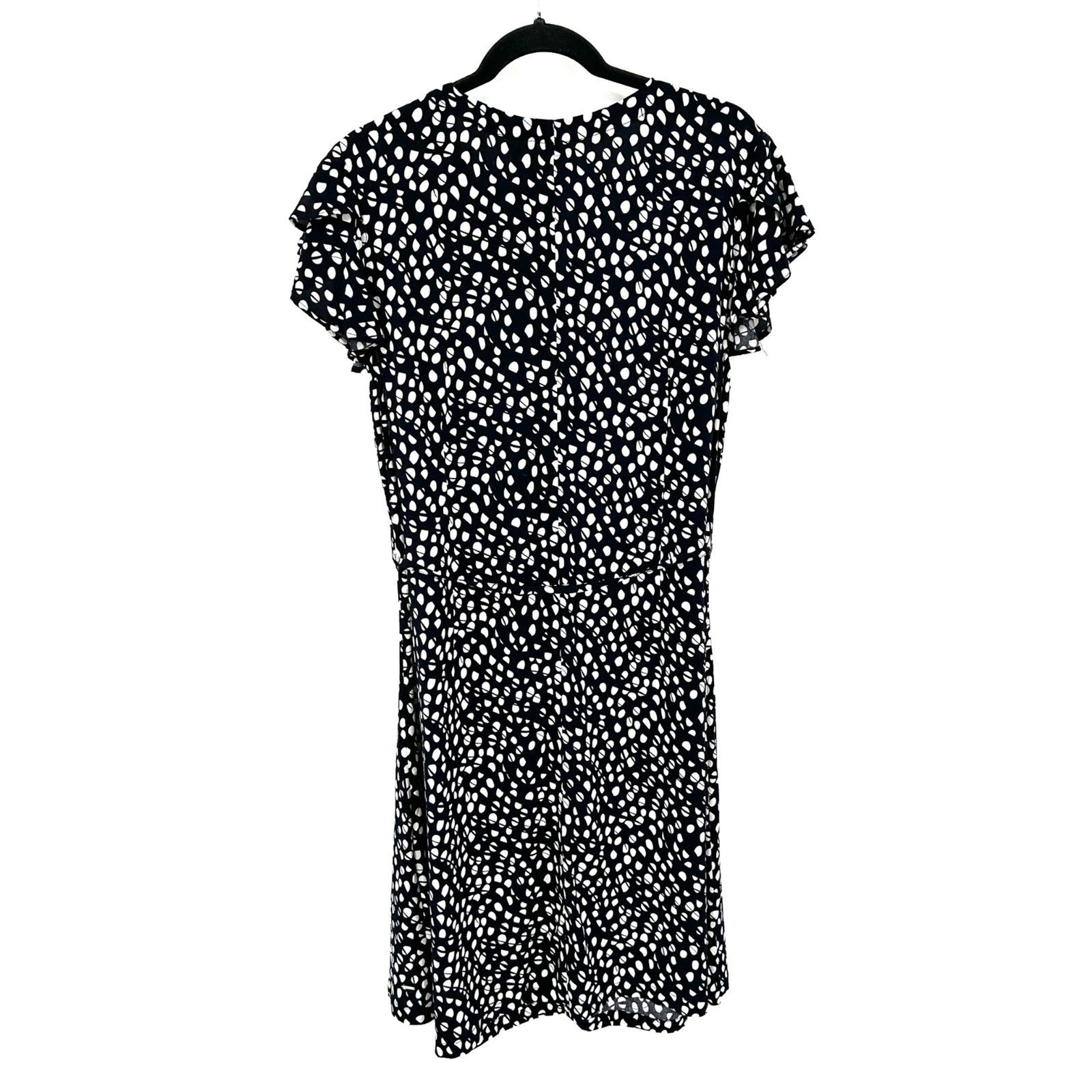 LUHTA Black White Polka Dot Lightweight Button Up Waist Tie Midi Dress Size XXL