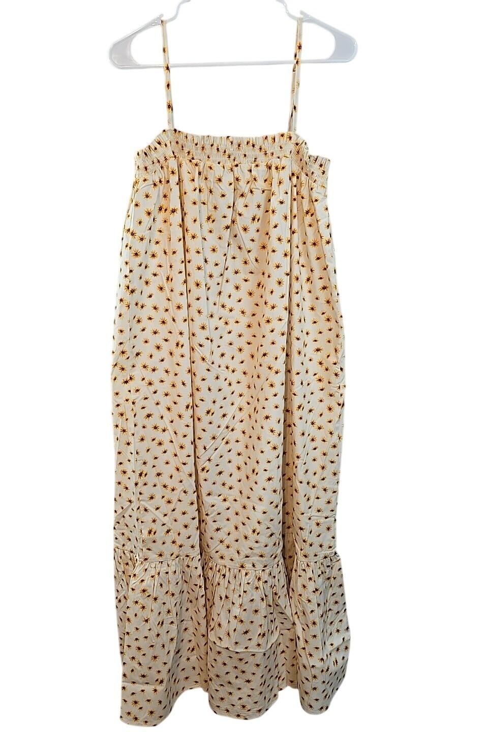 Weworewhat Smocked Midi Ditsy Dasies Ivory dress size XL New