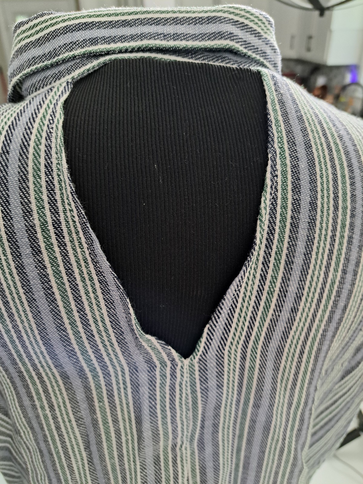 Davi & Dani Striped Linen Blend Dress Size 2XL NWT Blue Green Gray White