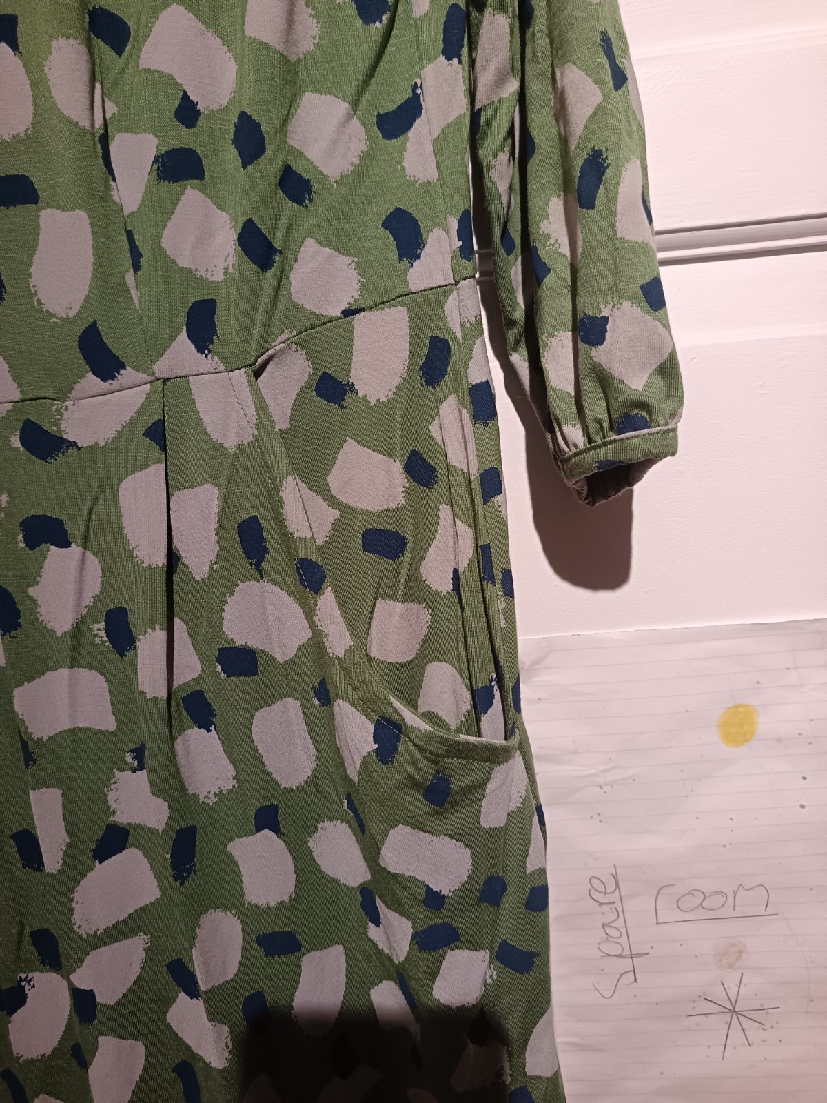 White stuff green tess 3/4 sleeve midi dress UK 10