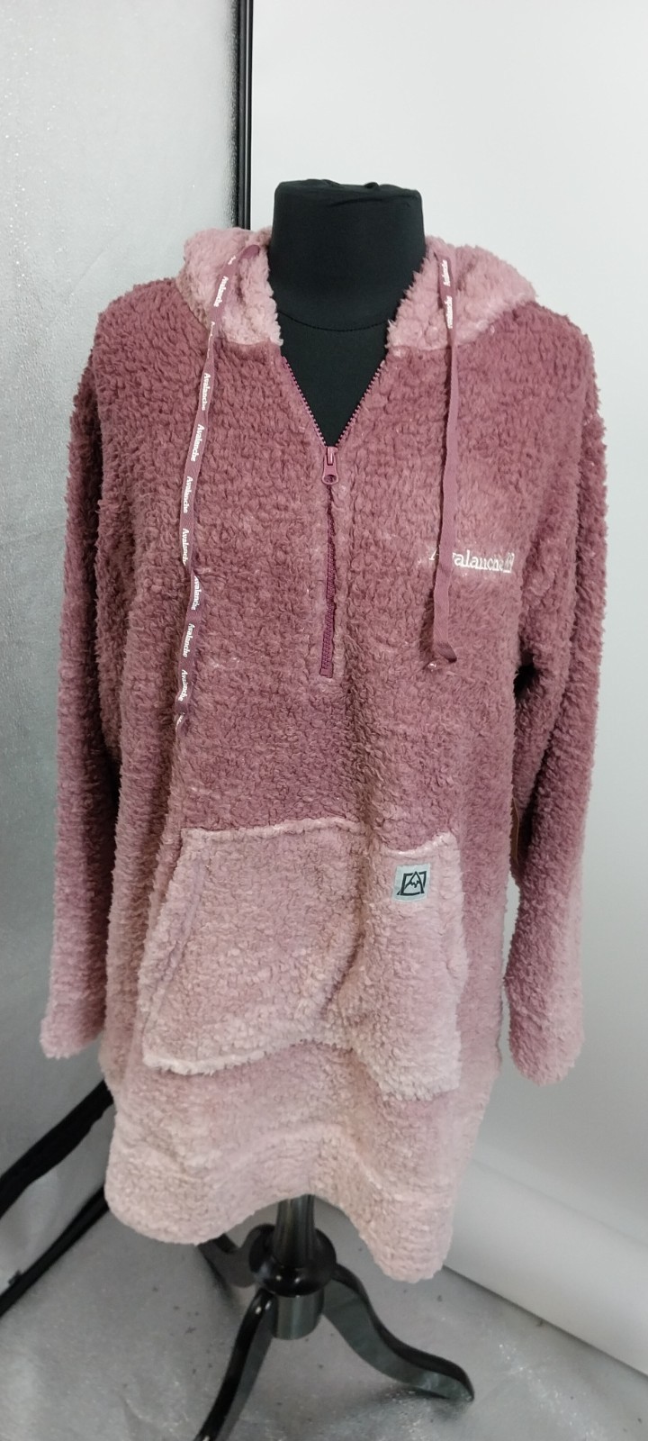 AVALANCHE SHEARLING HOODED SWEATER DRESS SZ LG BERRY COMBO