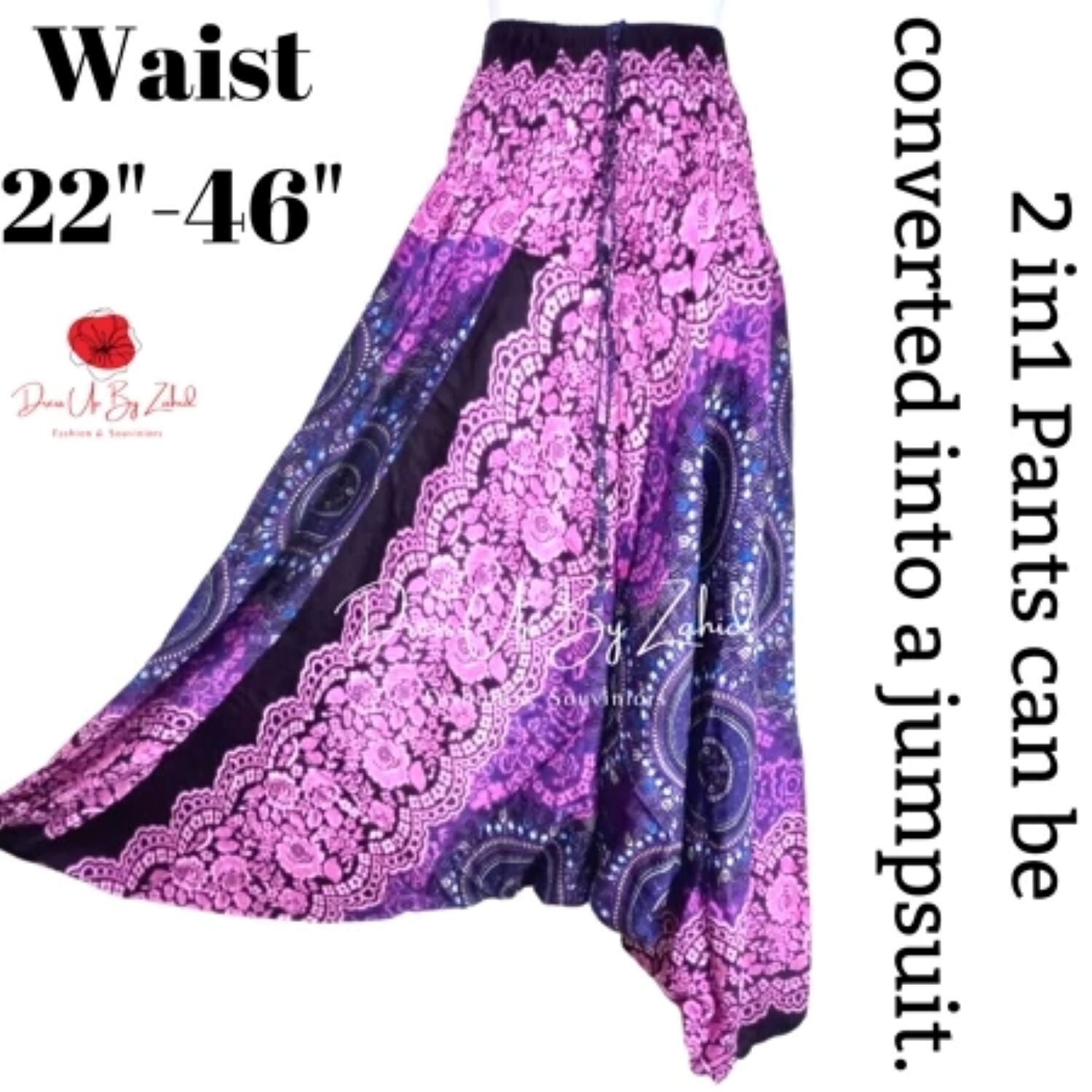 Magical Low Cut Aladdin Pants can be converted into a jumpsuit. Get 3 pieces