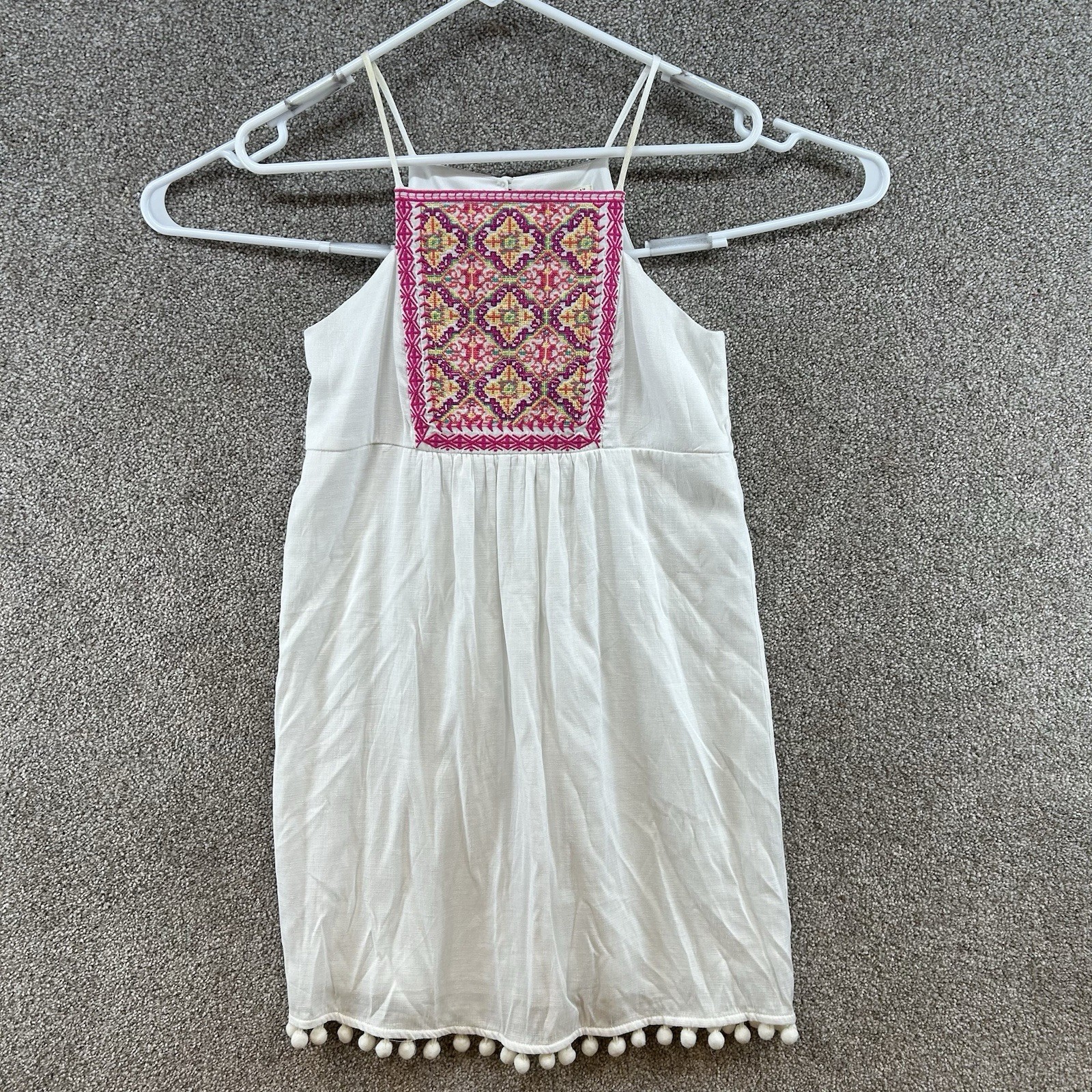 Mi Ami Women’s Dress Size XS White Sleeveless Strap Shift Sundress