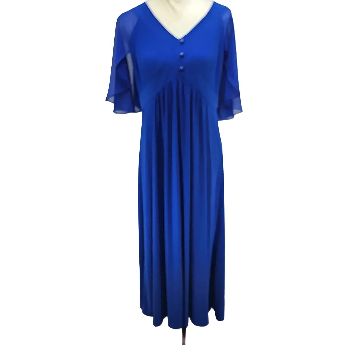 Antthony Studio Royal Blue Flutter Sleeve Midi Dress NWOT M