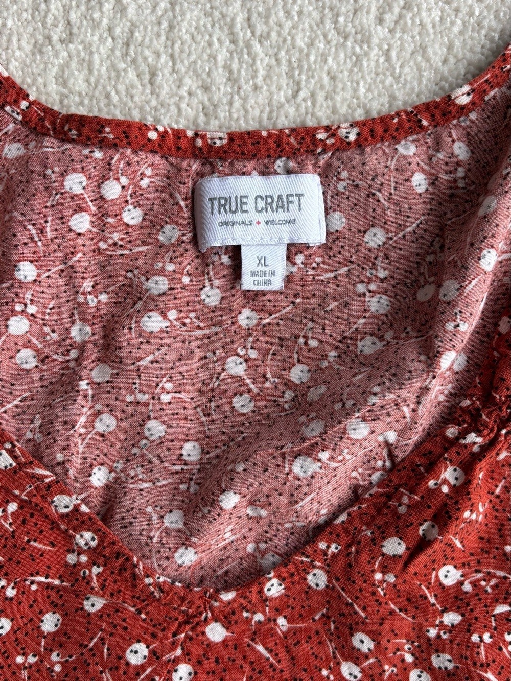 True Craft Burnt Orange Floral Tiered Dress