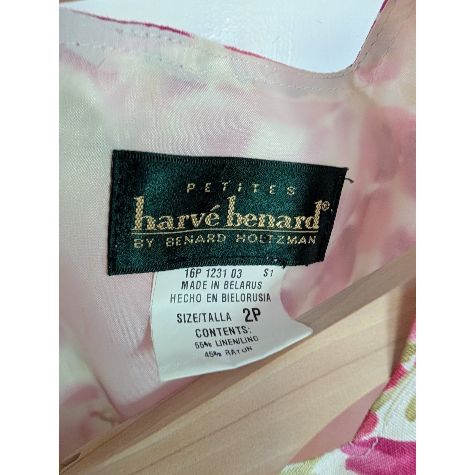 Harve Benard Linen Rayon Floral Sheath Dress Pink Spring Resort Vacation Size 2P