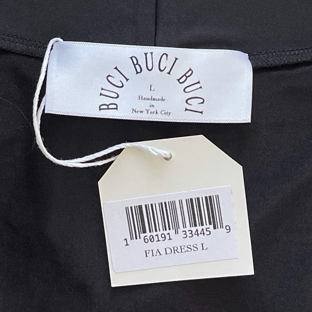 Buci Fia Sheer Panel Maxi Dress Black Sustainable Polyamide Large NWT‎