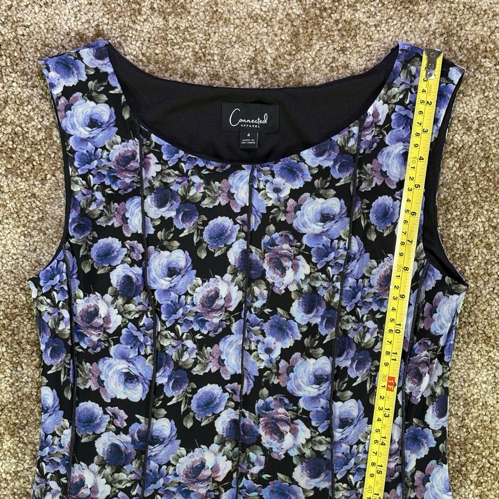Connected Apparel Floral Lightweight & Breathable Sleeveless Midi Dress Size 4