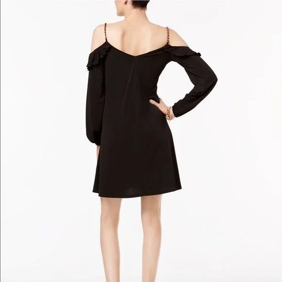 MICHAEL Michael Kors Petite Chain-Strap Cut Out Long Sleeve Shift Mini Dress, PS