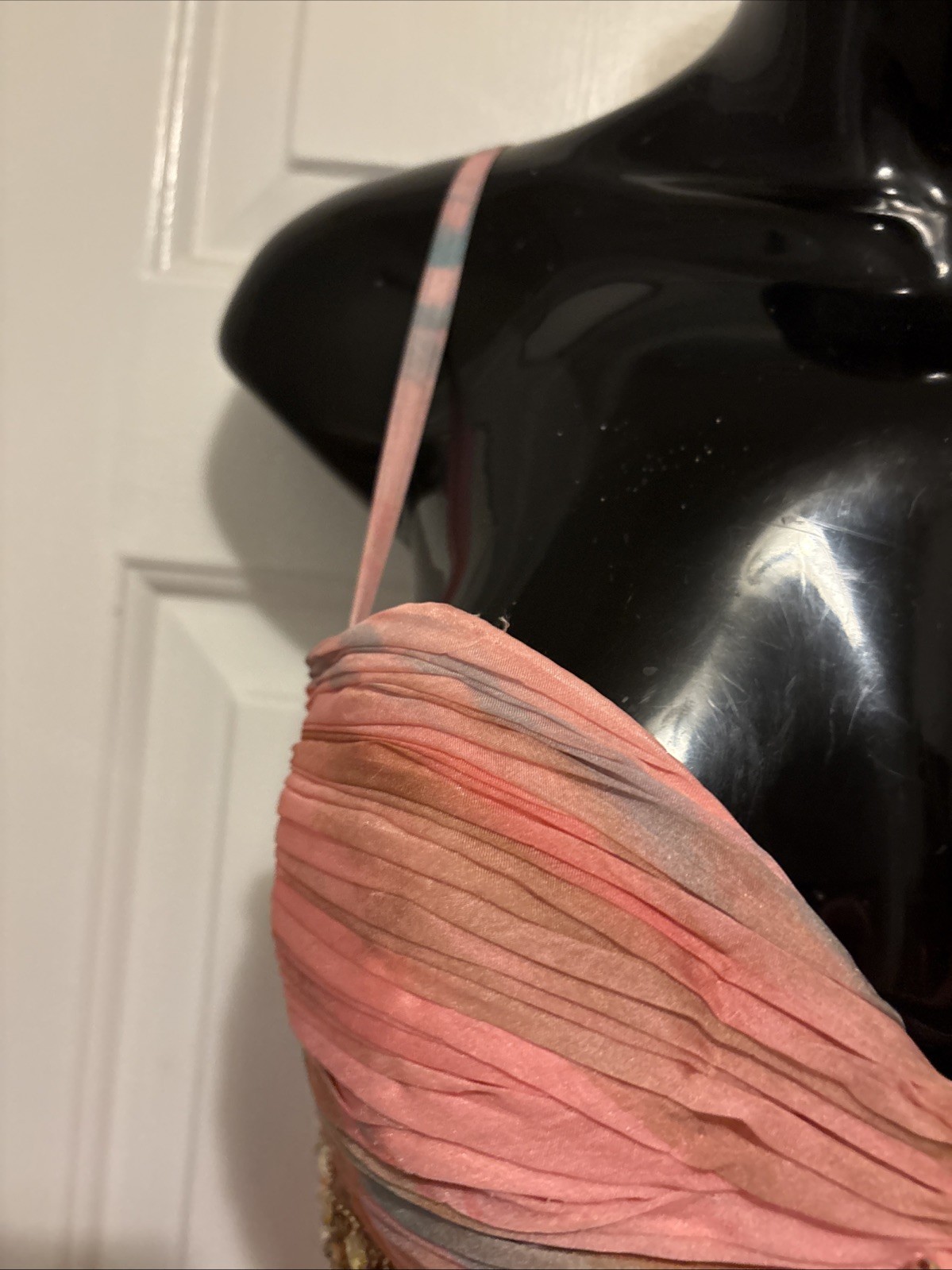 Vintage Y2K Dave & Johnny Size 4 Pink And Blue Swirl Chiffon With Flowers At Not