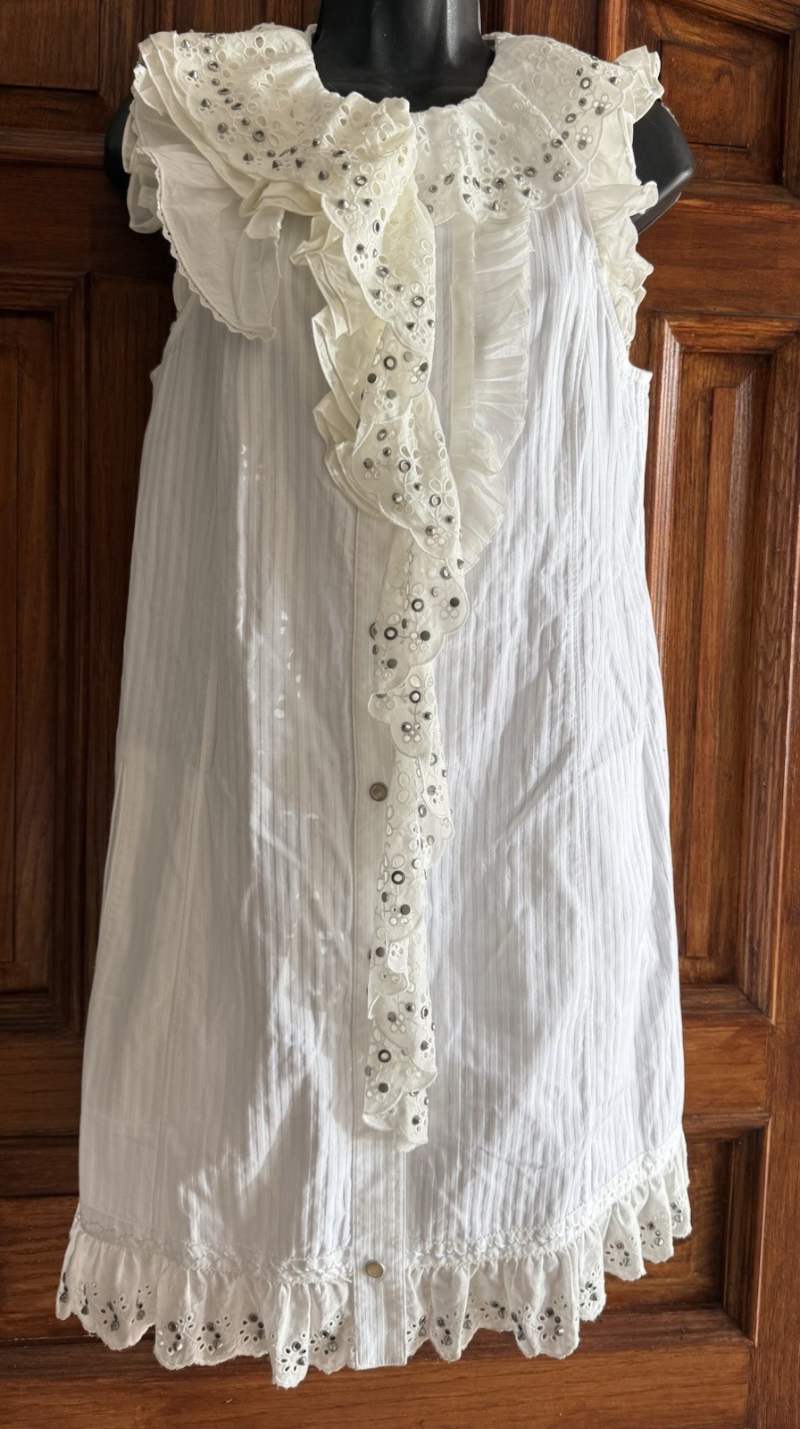 Coach 1941 Ruffle Prairie Mini Dress Size 4 White Ivory