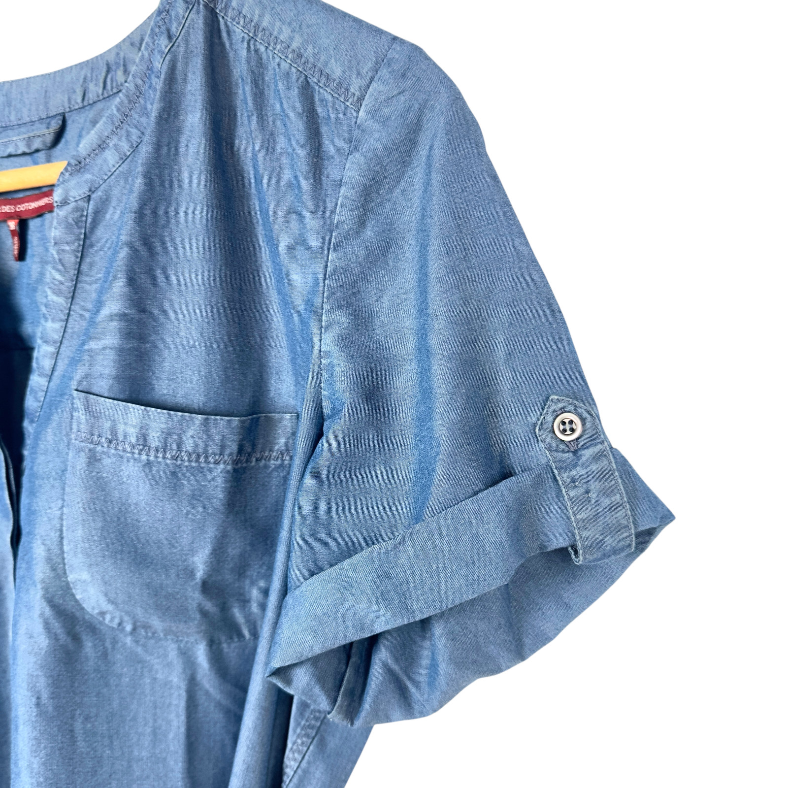 Comptoir des Cotonniers Lyocell Chambray Dress 38 S Blue Belted Minimalist