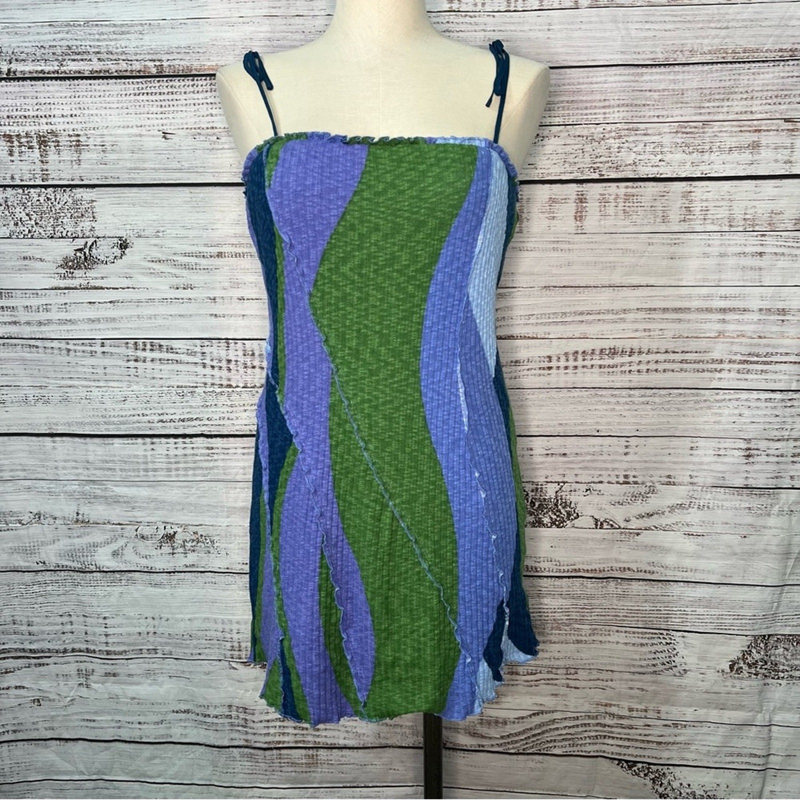 Urban Outfitters UO Cassidy Spliced Mini Dress Large Retro