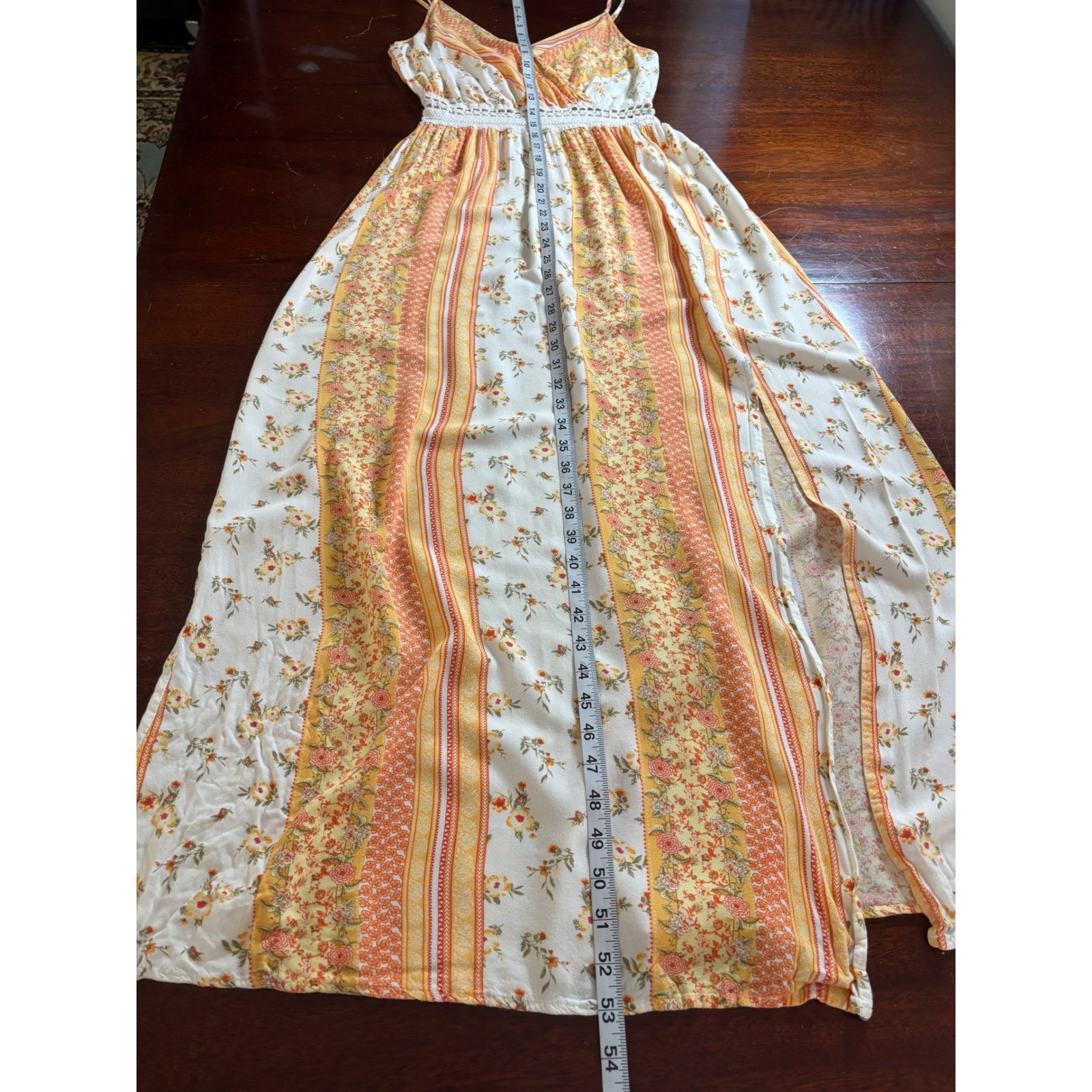 Justify Womens Maxi Sun Dress M Cottage Floral Crochet 70s Boho Prairie Festival