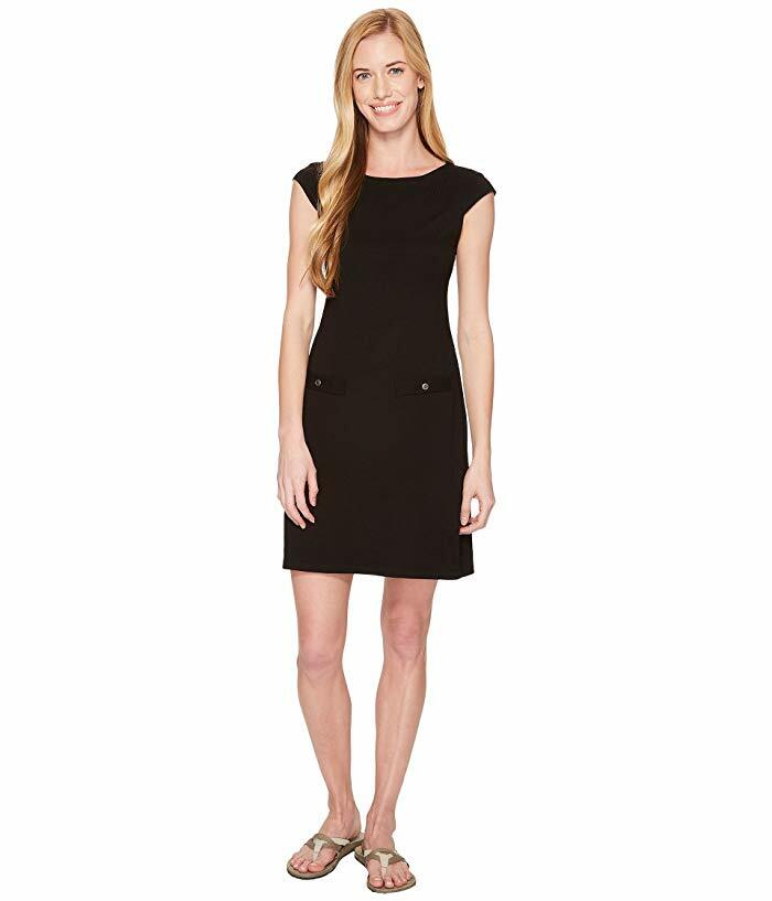 New $125 Fig Women’s Black Stretch Knit Boat-Neck Pull-Up Casual Dress Size M