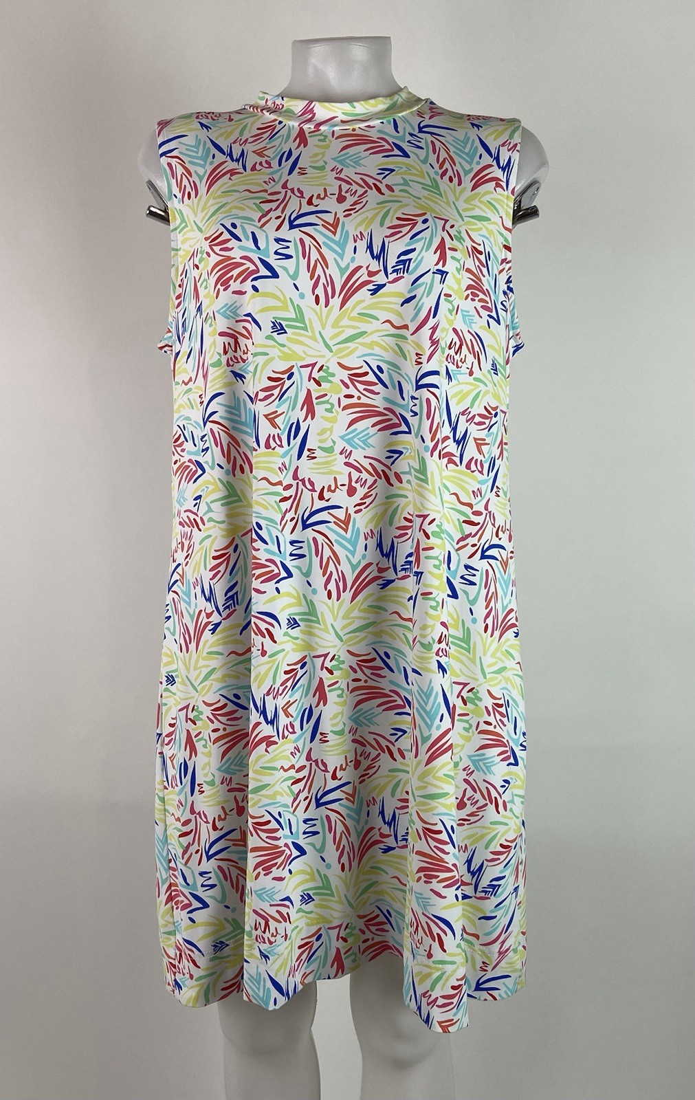 LuLu B XLarge Multi-Colored Sleeveless A-Line Dress Mock Neck 1/4 Zip in Back