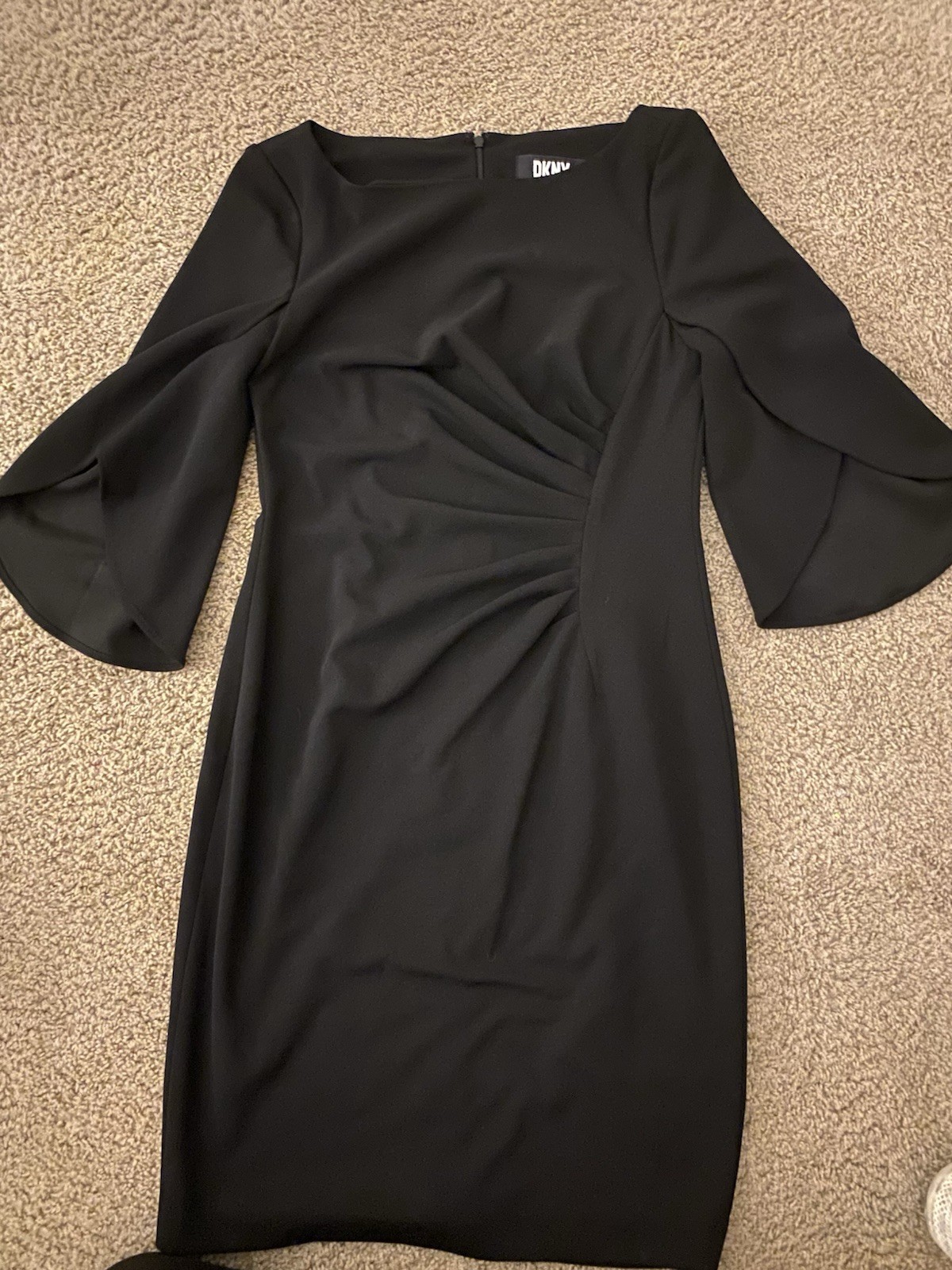 Women’s Black Mid Length Dkny Dress Excellent Condition, Flowy Sleeves