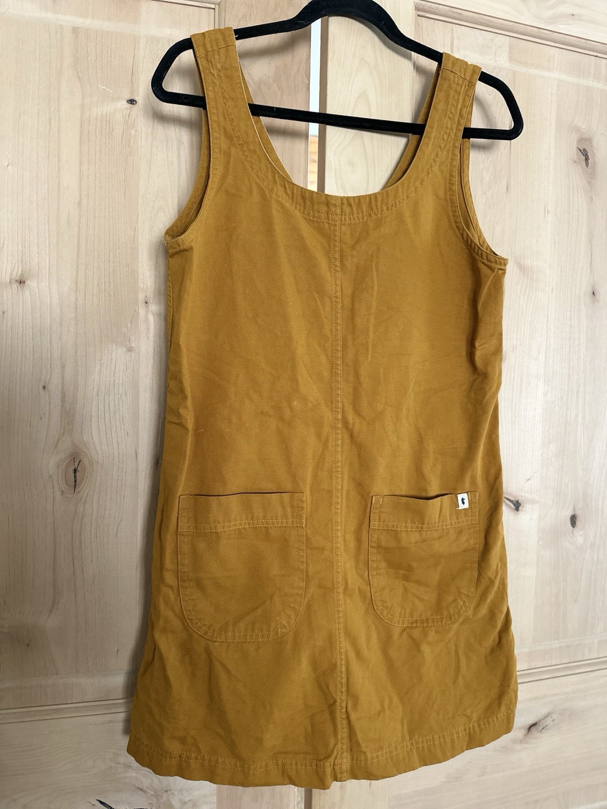Cotopaxi Mustard Yellow Sleeveless Shift Dress, 100% Organic Cotton, Size S
