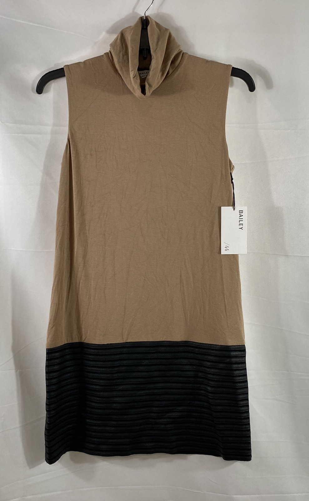 Bailey 44 Women’s Mia Dress Camel Black Colorblock Cowl Neck Sleeveless NWT Sz S