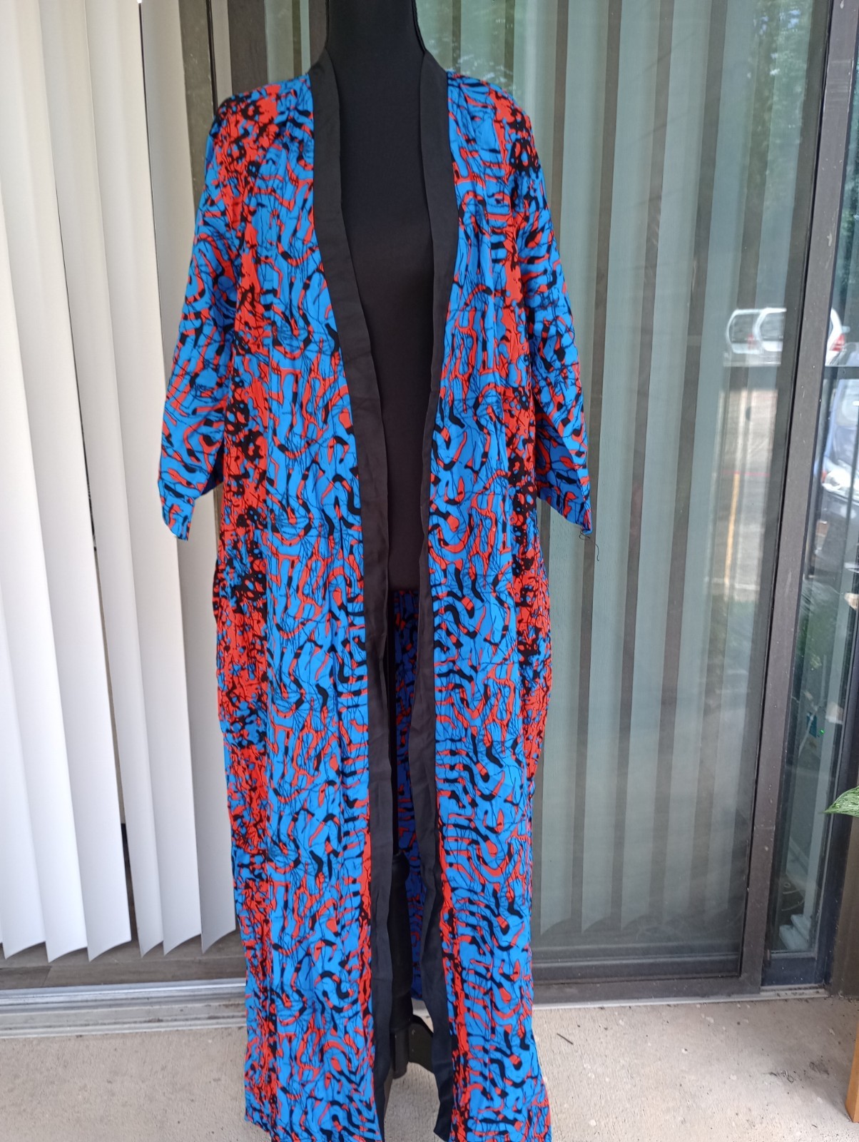 African Ankara Kimono 54 inch Long With Pockets & Belt size Small to Medium