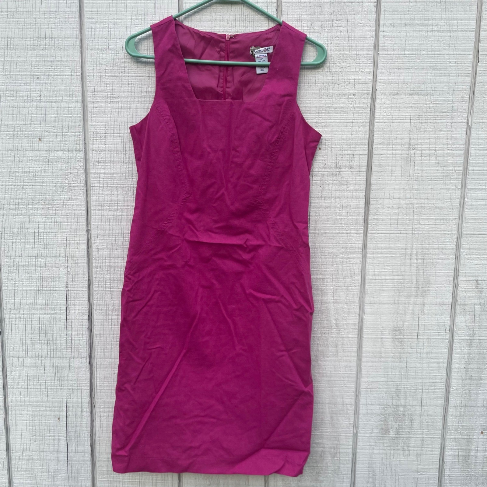 JG Hook Linen Blend Dress Sleeveless Casual Career sleeveless Fuchsia 4P summer