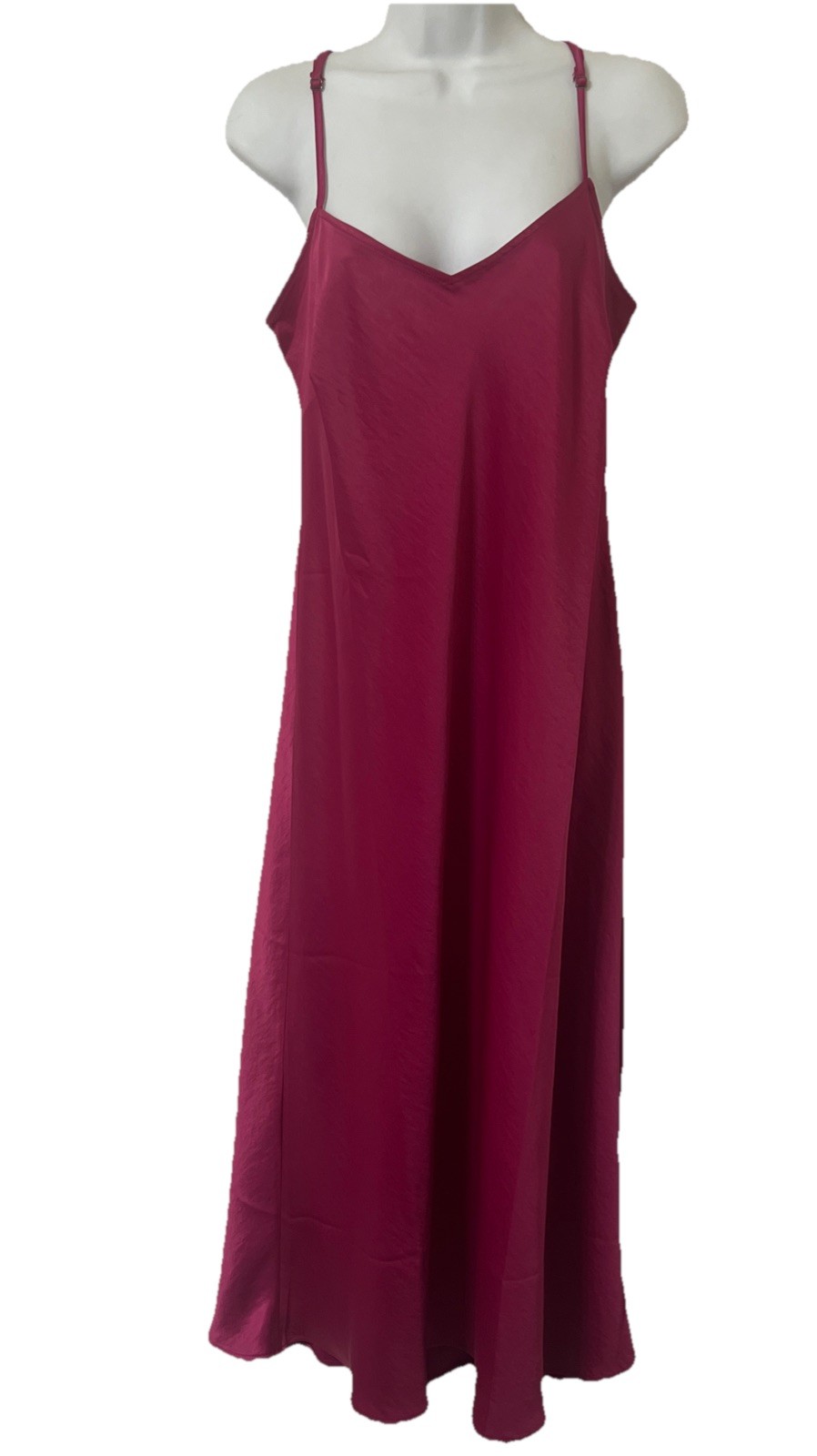 LOFT Maxi Slip Dress Womens 8 Barbie Pink Satin Flowy Spaghetti Straps Silky