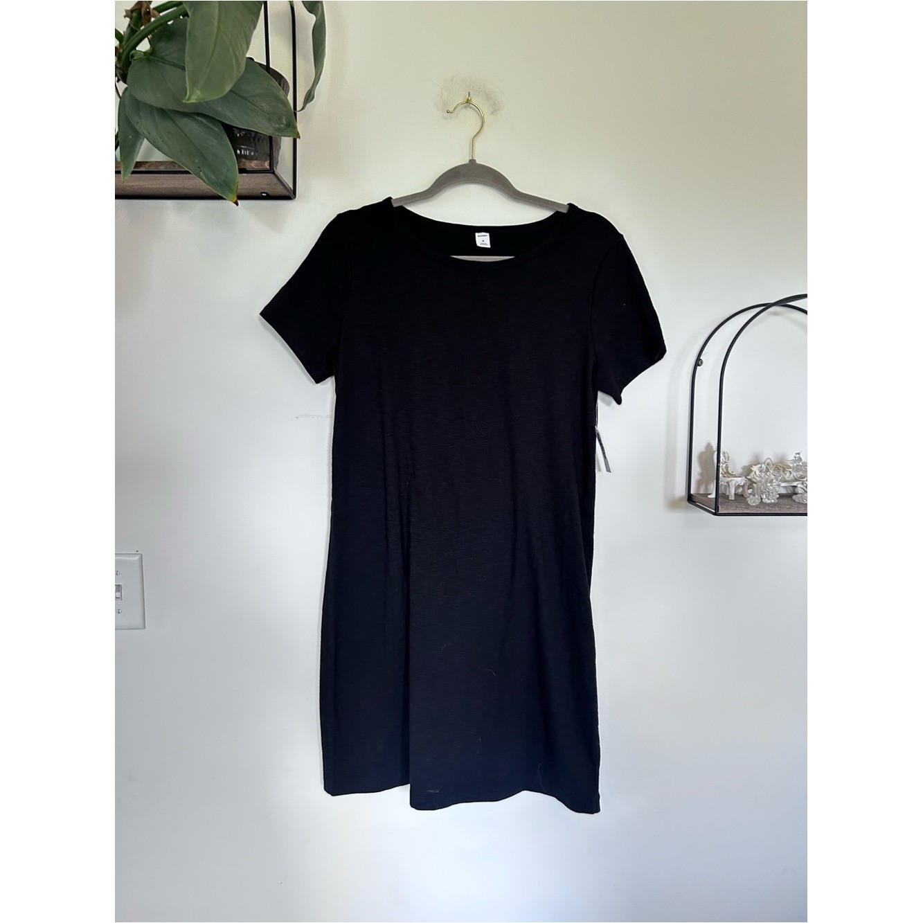 NWT Old Navy Short Sleeve Cotton Blend Black Mini T Shirt Dress Size Medium