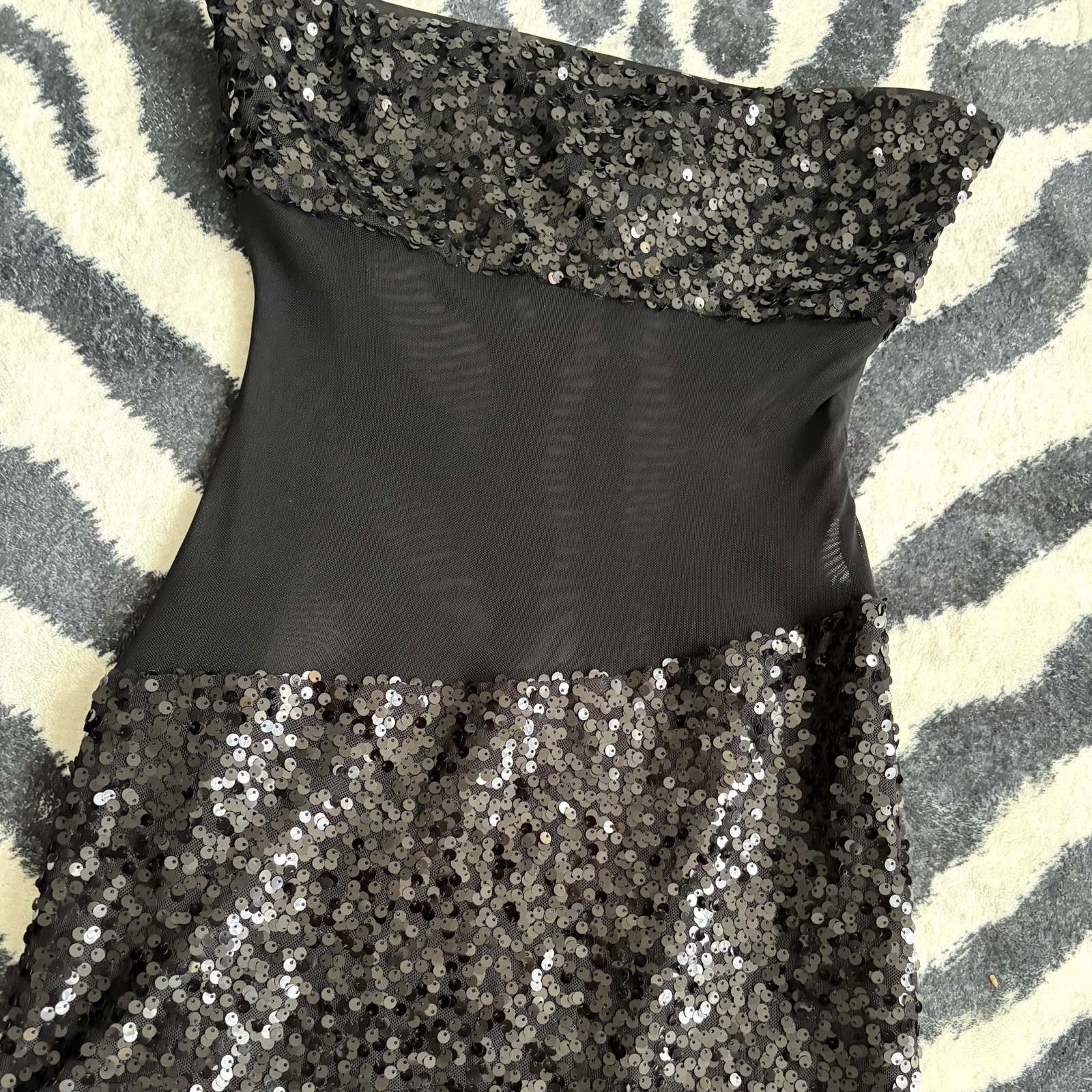 Lbd black strapless sequin mini dress