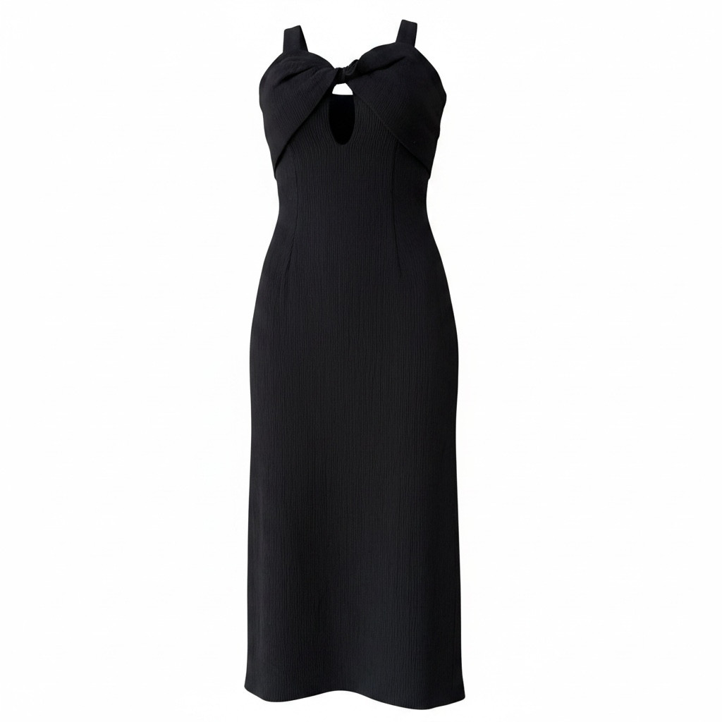Olivaceous No Looking Back Ribbed Cutout Midi Dress