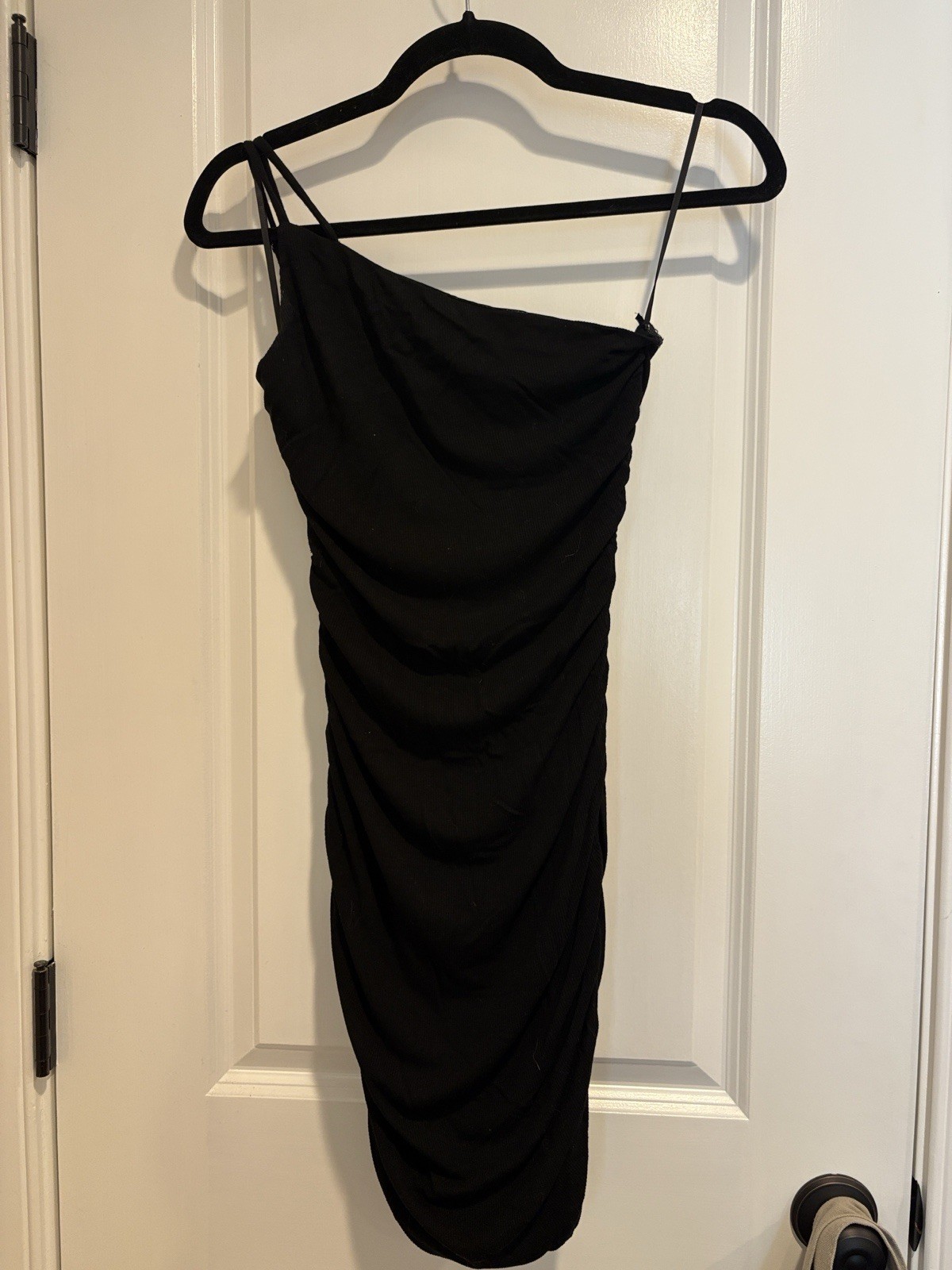Princess Polly Black Bodycon Ruched Cowl Neck Spaghetti Strap Midi Dress 6