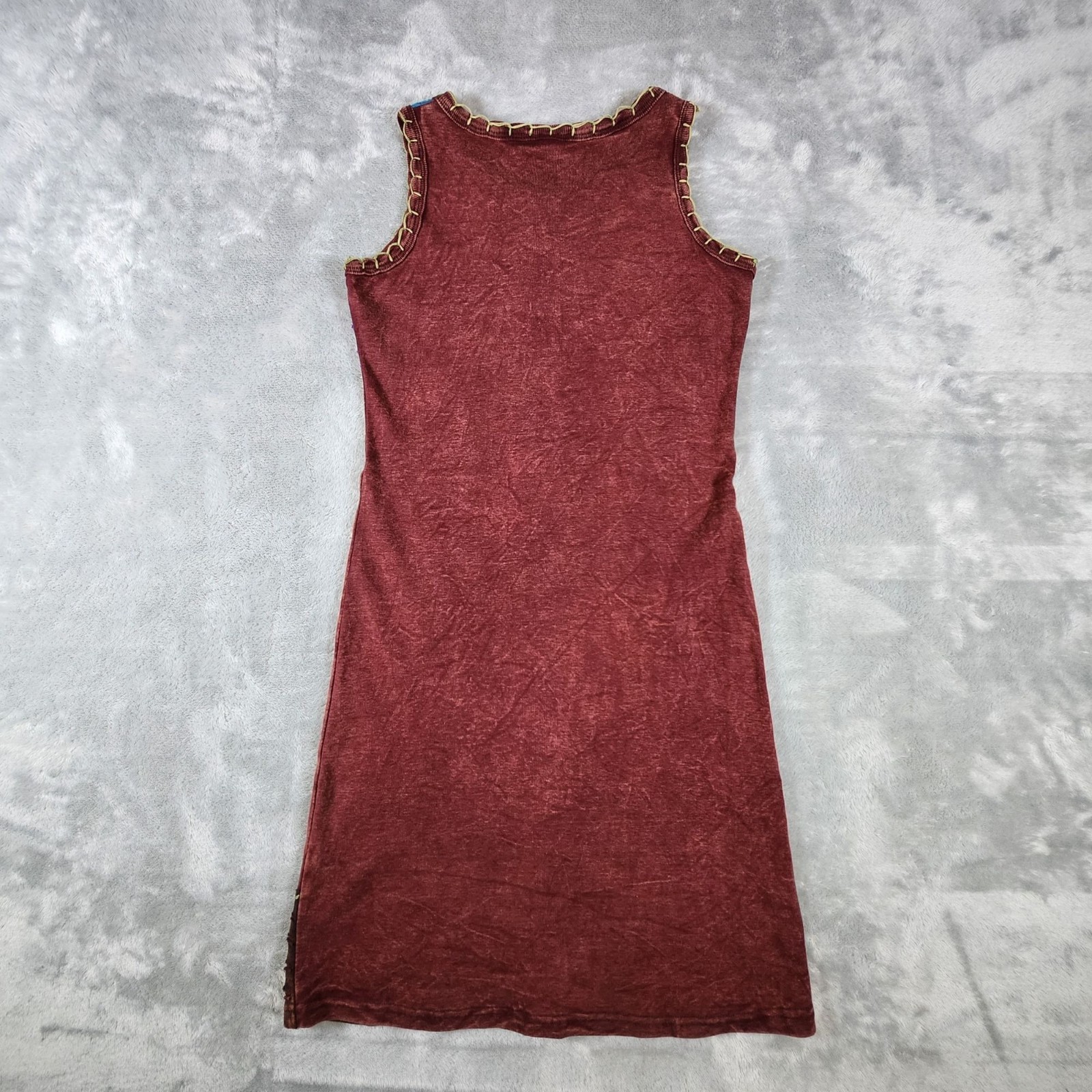 KPC Nepal Embroidered Sleeveless Dress Colorful Small Festival Hippie Boho Artsy