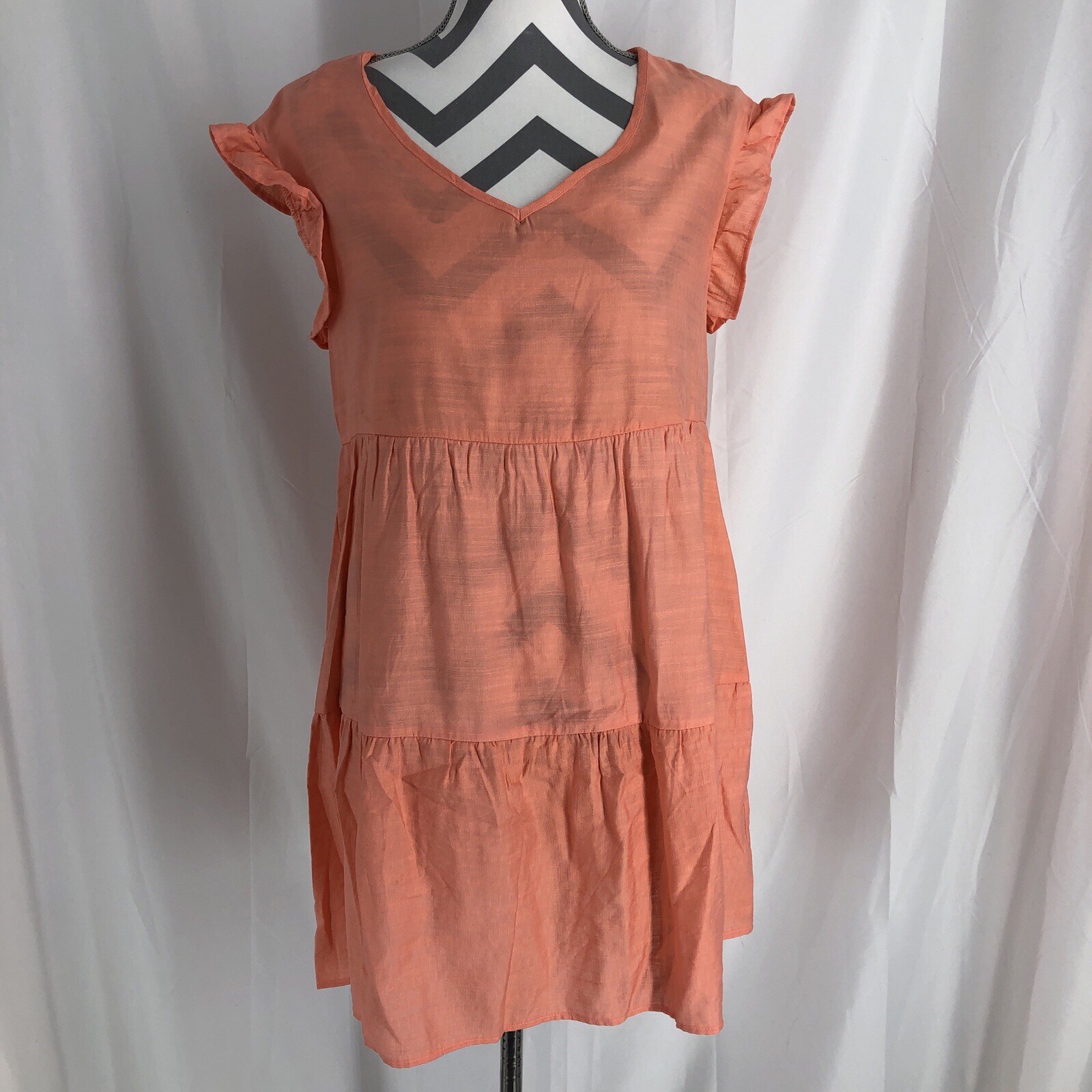 Doubleju Coral V Neck Flutter Sleeve Dress Size Medium