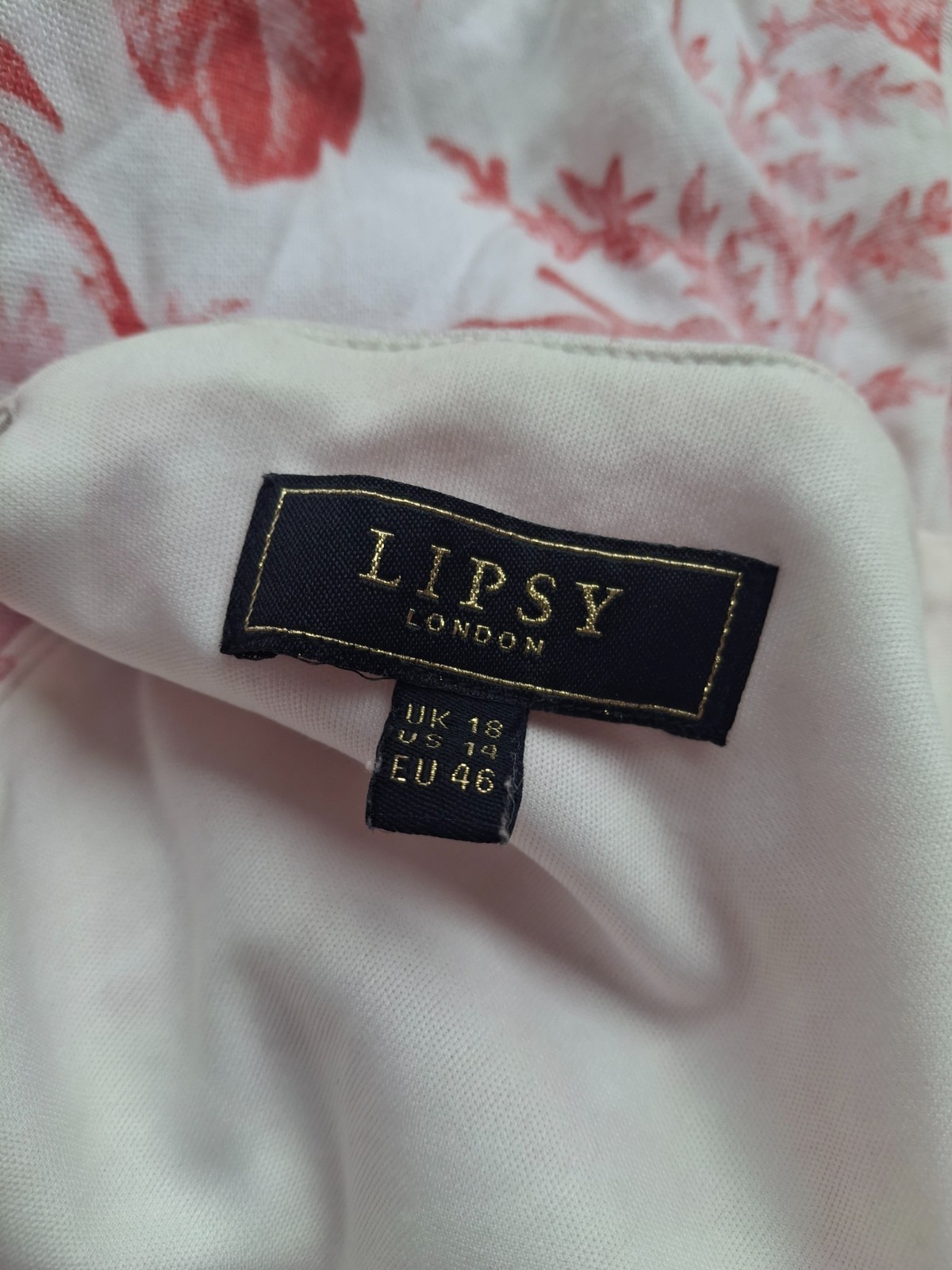Lipsy Womens Pink Floral Knee length Dress Uk18 Linen Blend V Neck Casual Travel