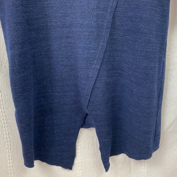 Moth Anthropologie Soft Knit Navy Blue Long Sleeve Midi Wrap Sweater Dress Sz S