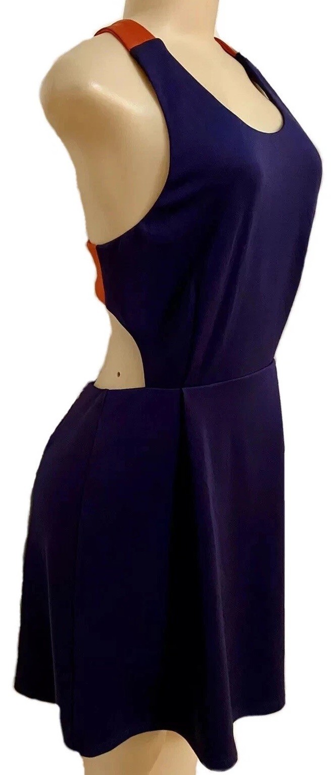 Womens Summer dress size L Navy orange Auburn college game day party gorgeous