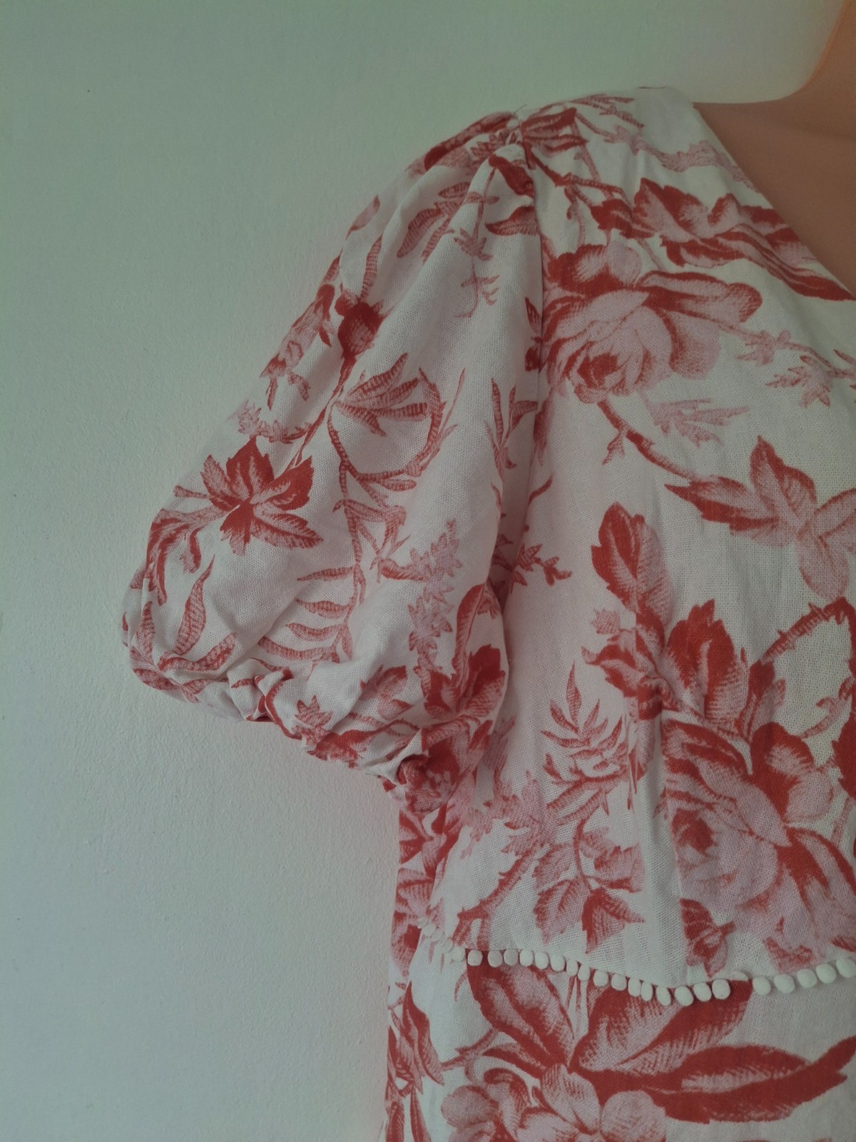 Lipsy Womens Pink Floral Knee length Dress Uk18 Linen Blend V Neck Casual Travel