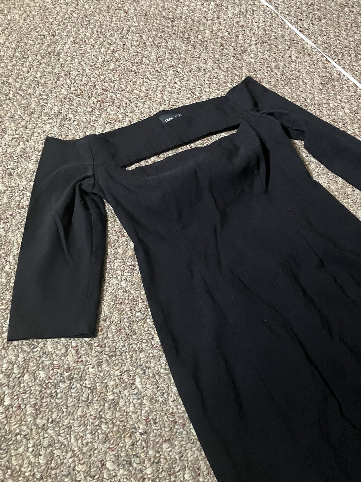 Fitted Bodycon Black Dress Classic Sheath Cut Out Mini Off Shoulder Party Medium