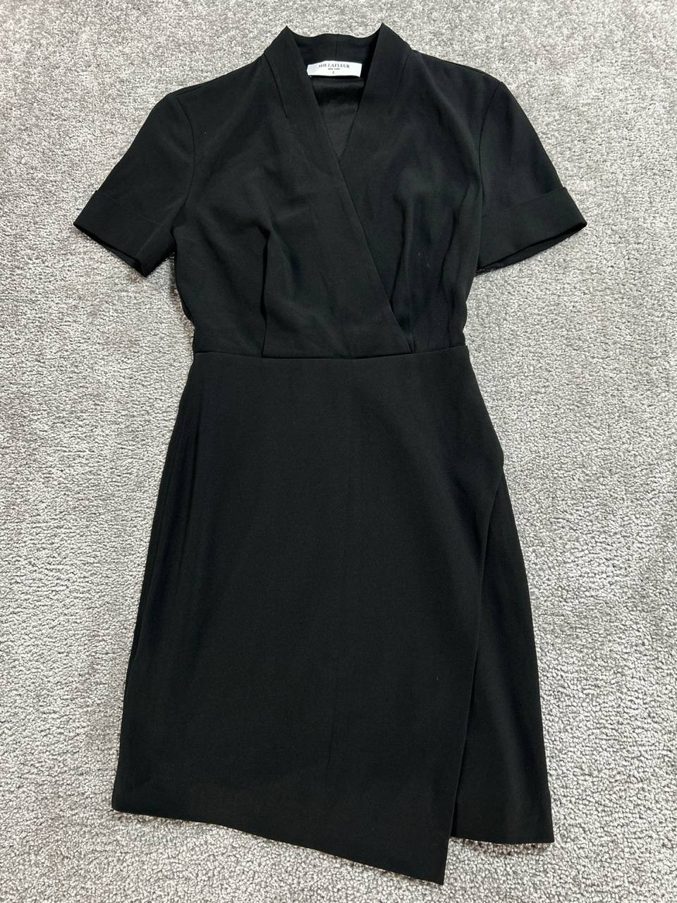 MM Lafleur The Tory Career Wrap Dress Womens 0 Black Surplice Neck Cuffed Sleeve