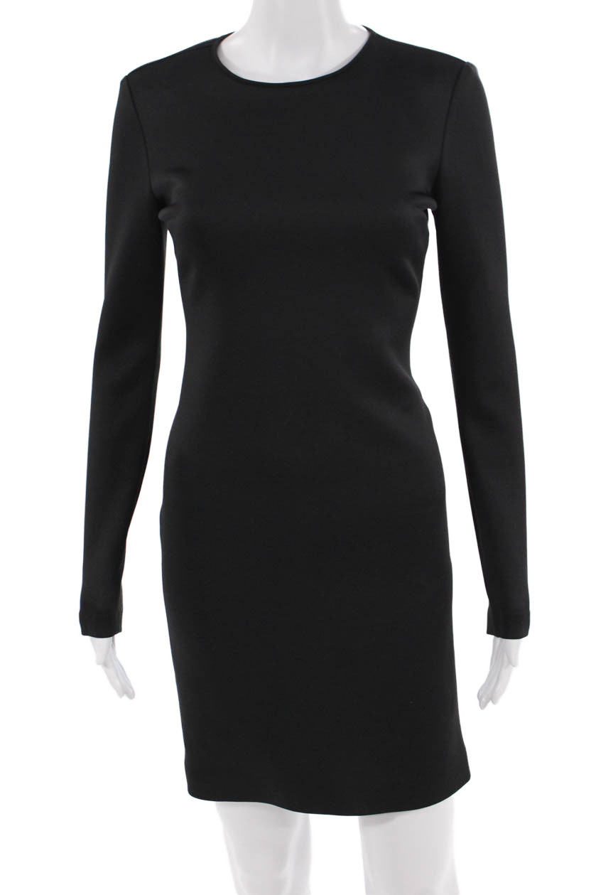 Clover Canyon Womens Bodycon Sheath Dress Black Long Sleeve Round Neck Size S